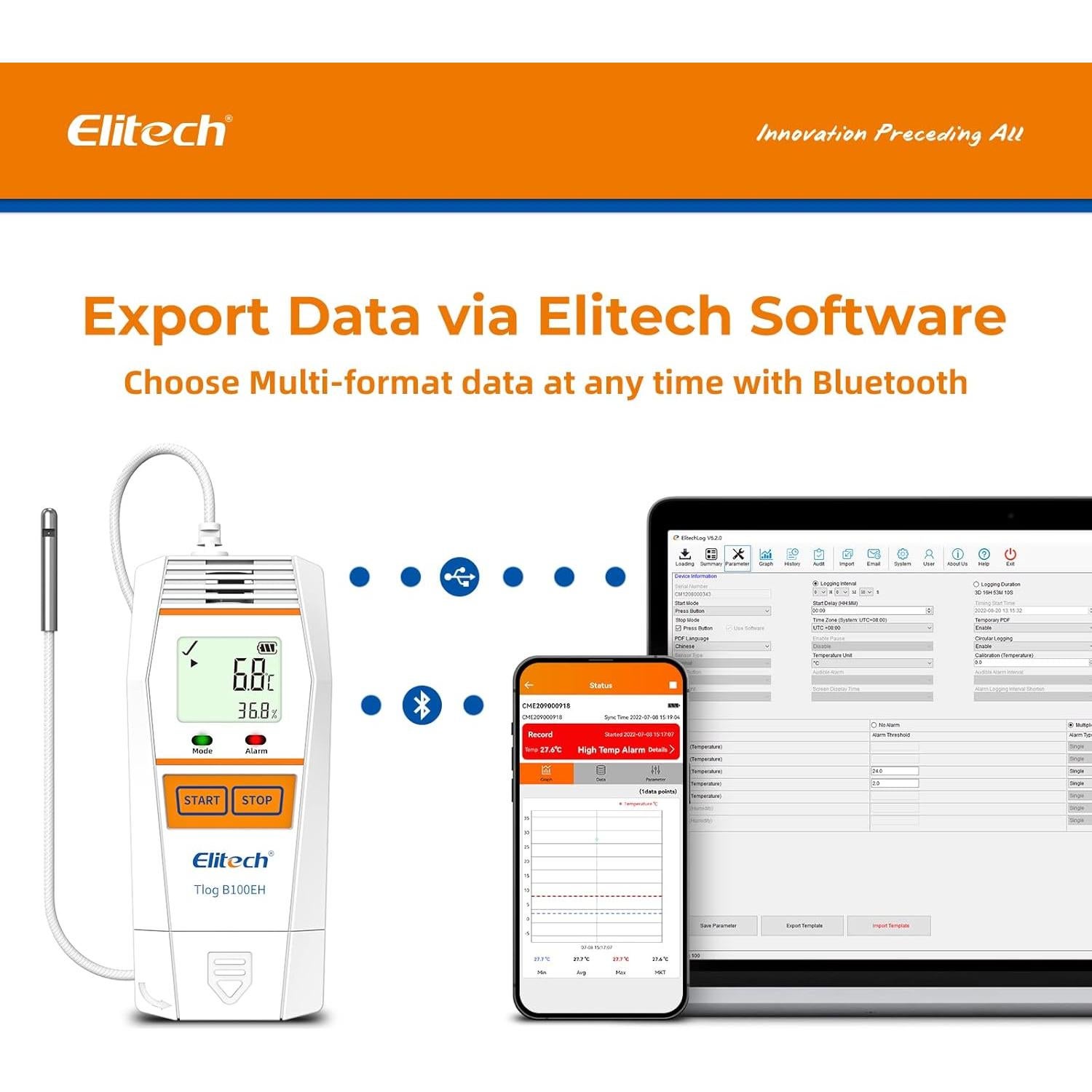 Registrador de Datos de Temperatura Elitech RC-5+ TE USB