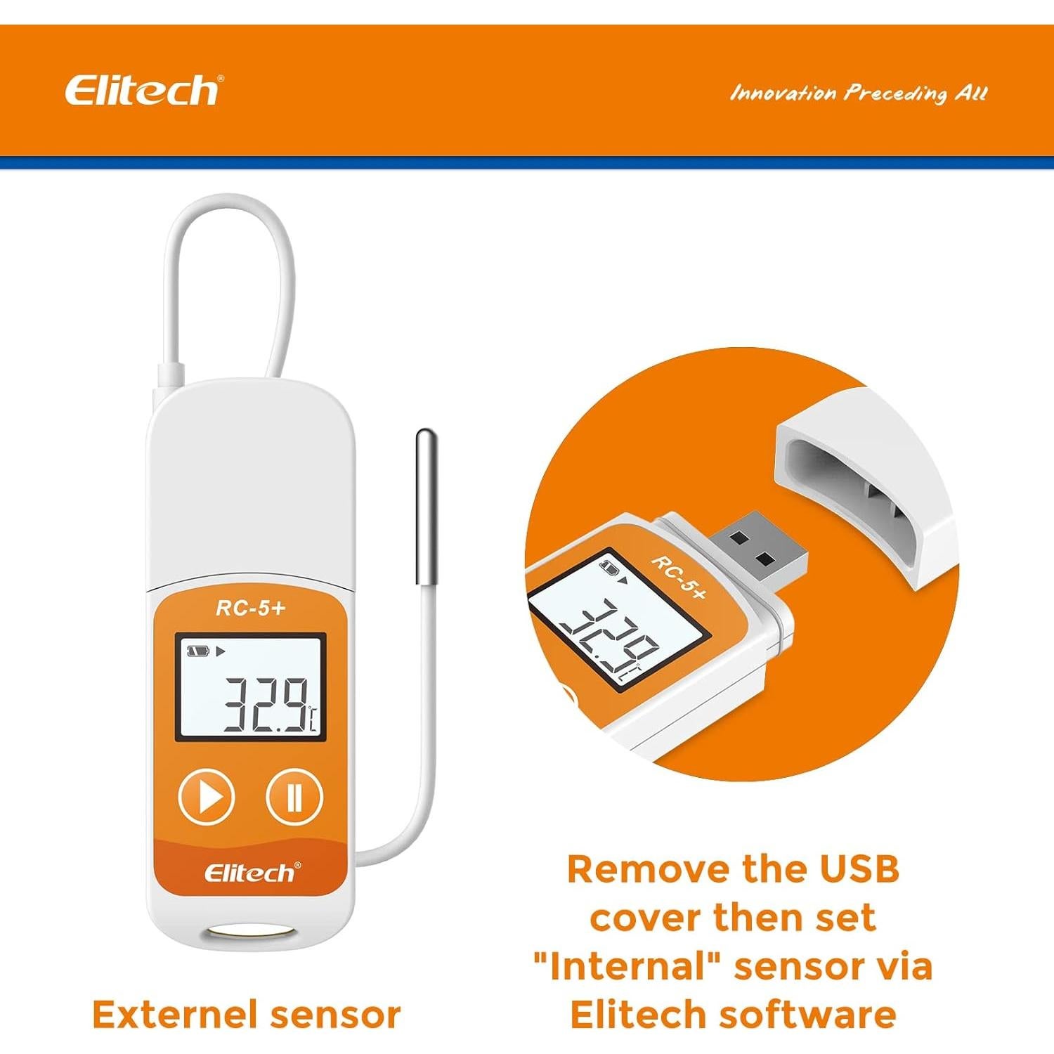 Registrador de Datos de Temperatura Elitech RC-5+ TE USB