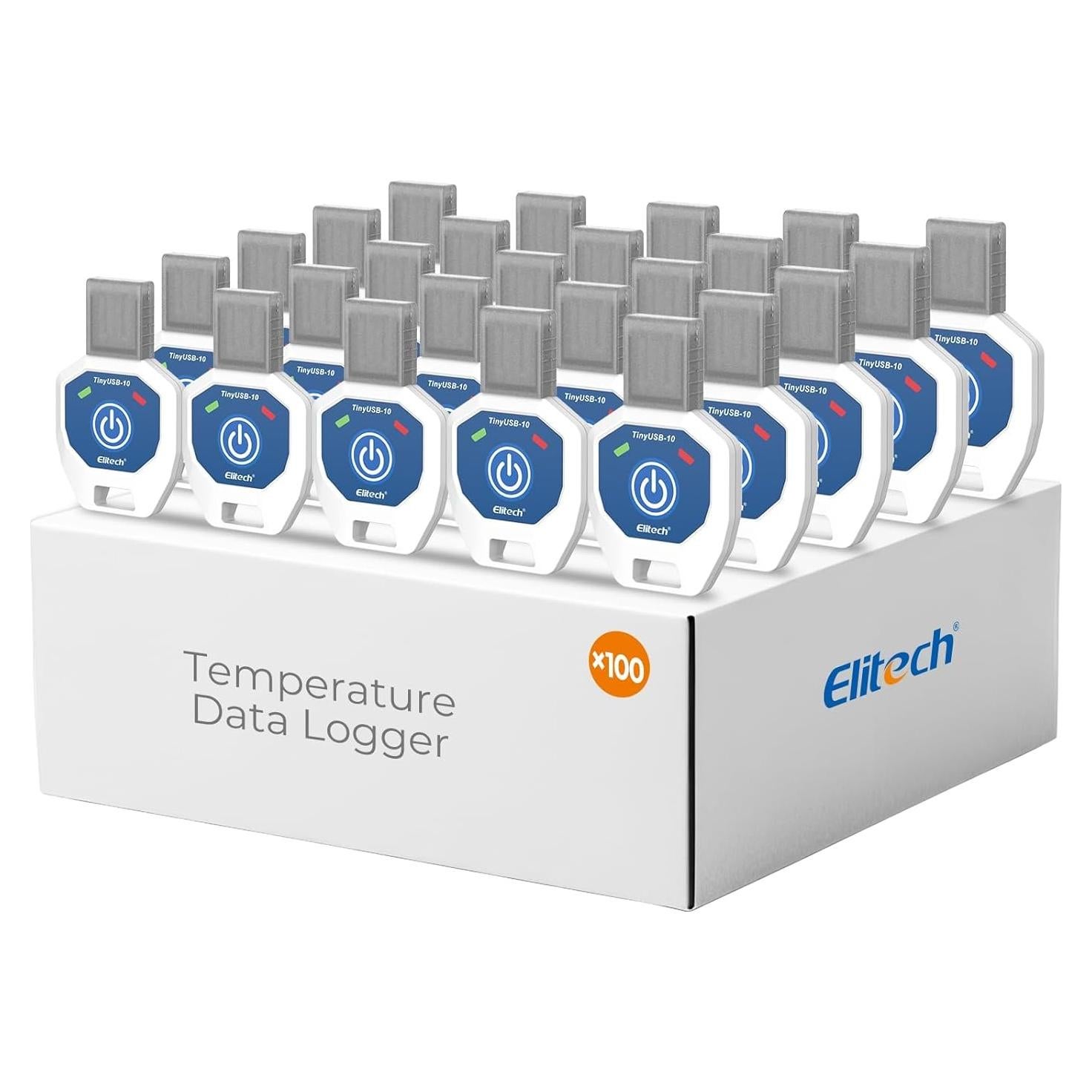 Registrador de Datos de Temperatura Elitech 100 Unidades -10 a 40°C