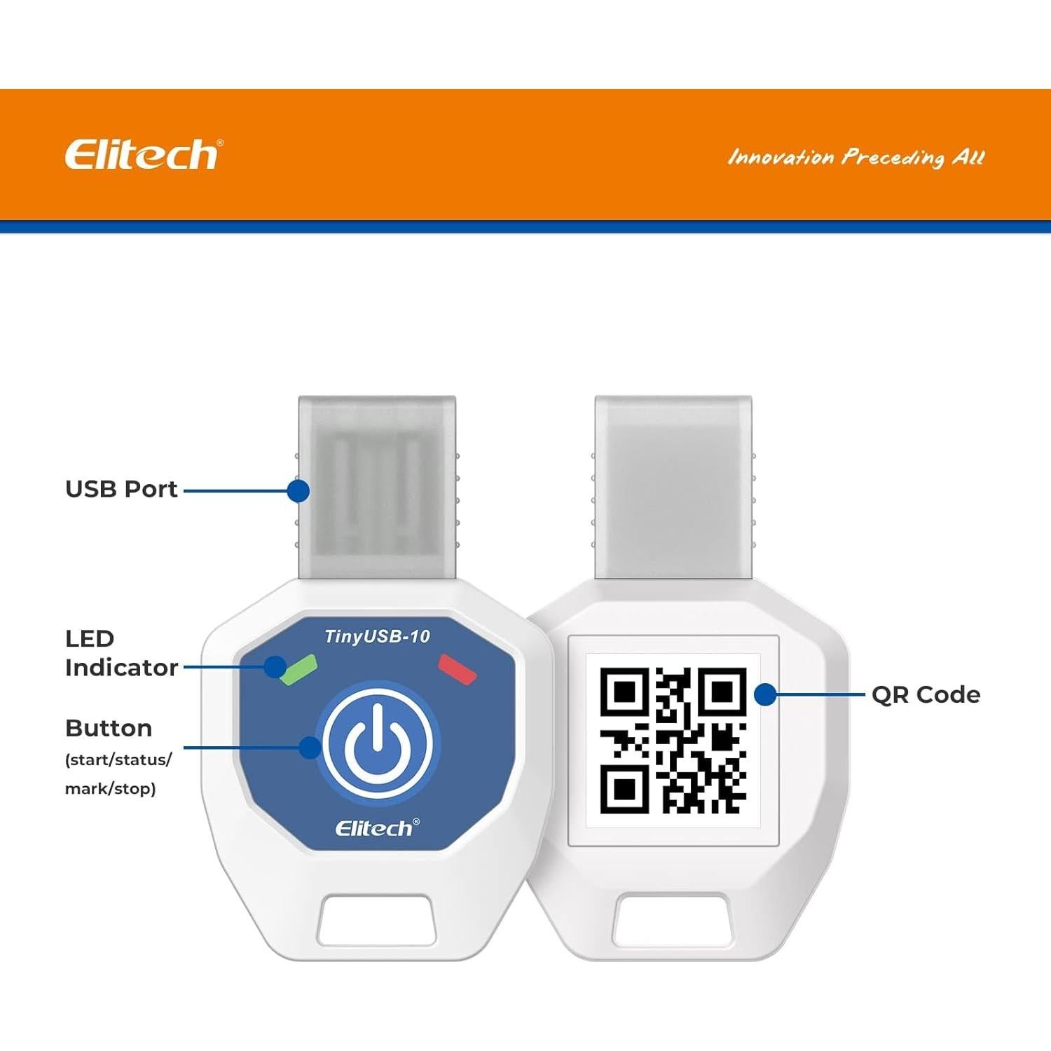 Registrador de Datos de Temperatura Elitech 100 Unidades -10 a 40°C