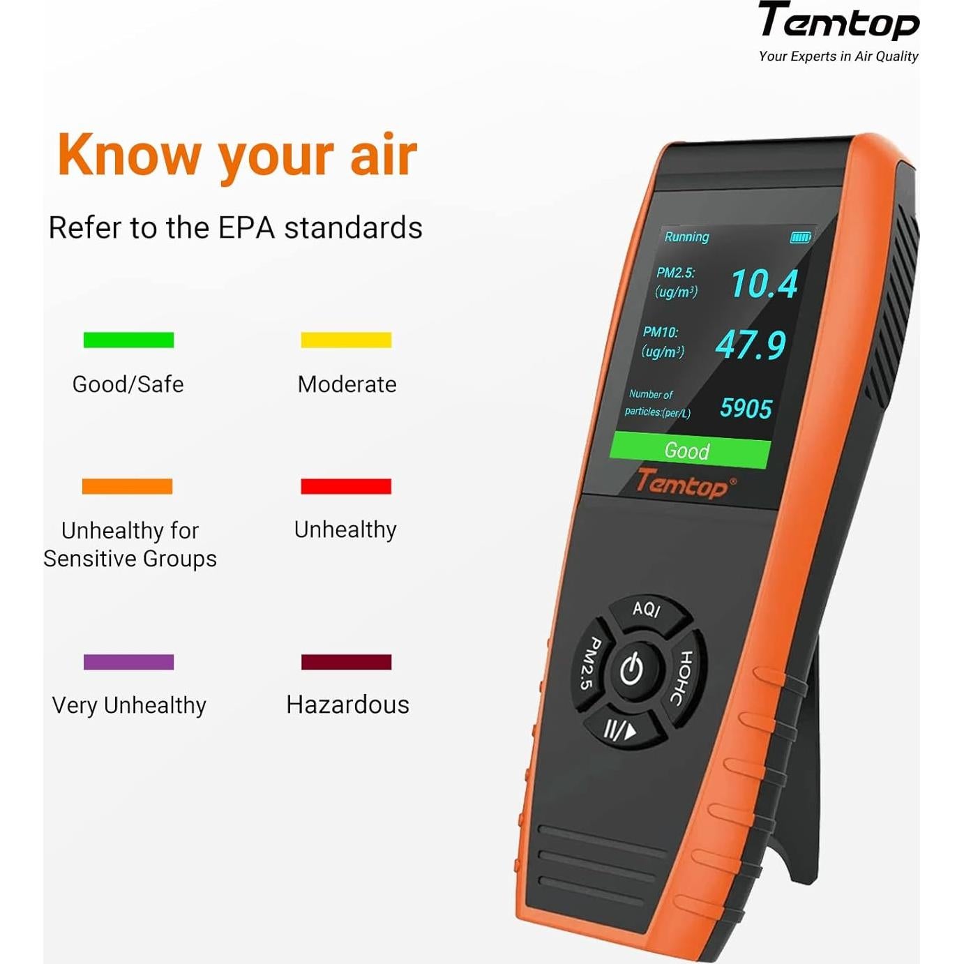 Monitor de Calidad de Aire Temtop P600 PM2.5 y PM10