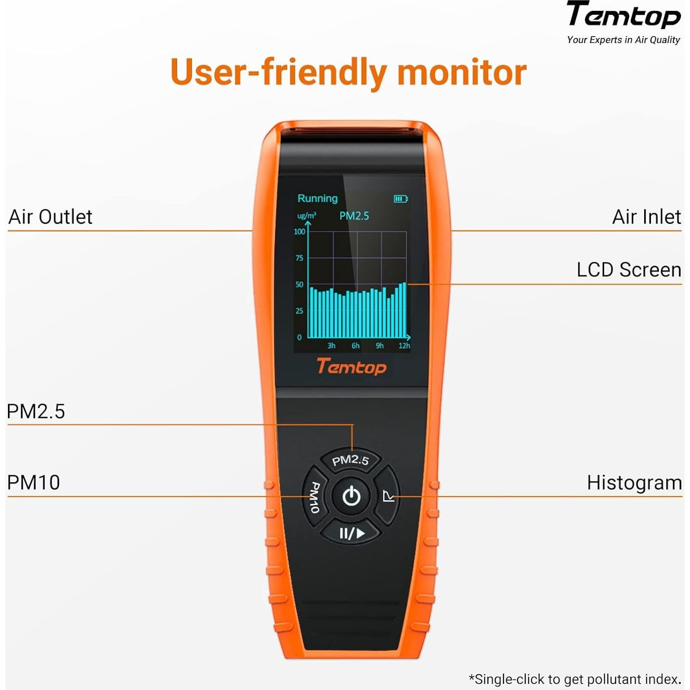 Monitor de Calidad de Aire Temtop P600 PM2.5 y PM10