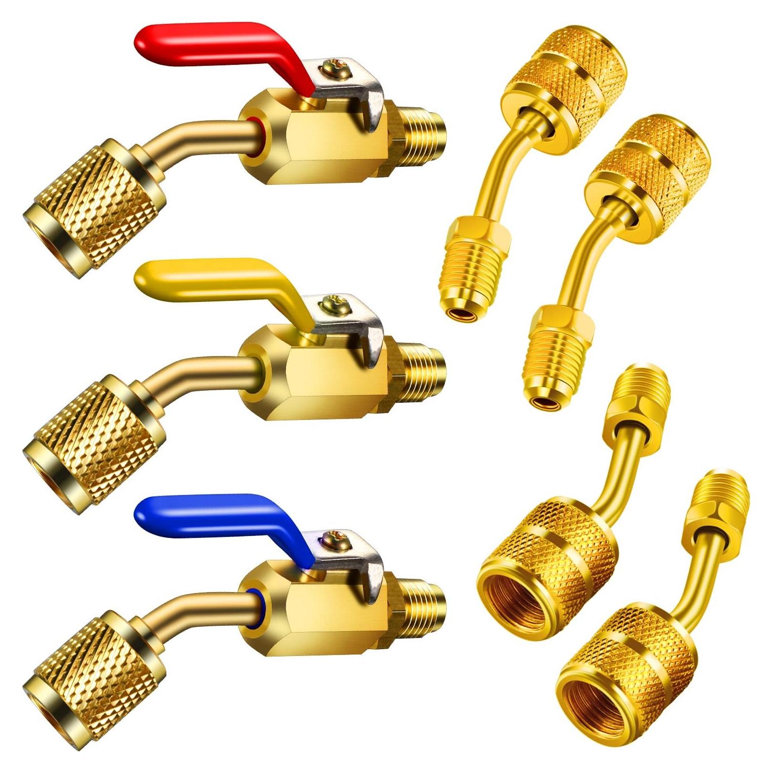 Válvula de Bola en Ángulo Mudder 1/4" y Adaptadores 7 Piezas