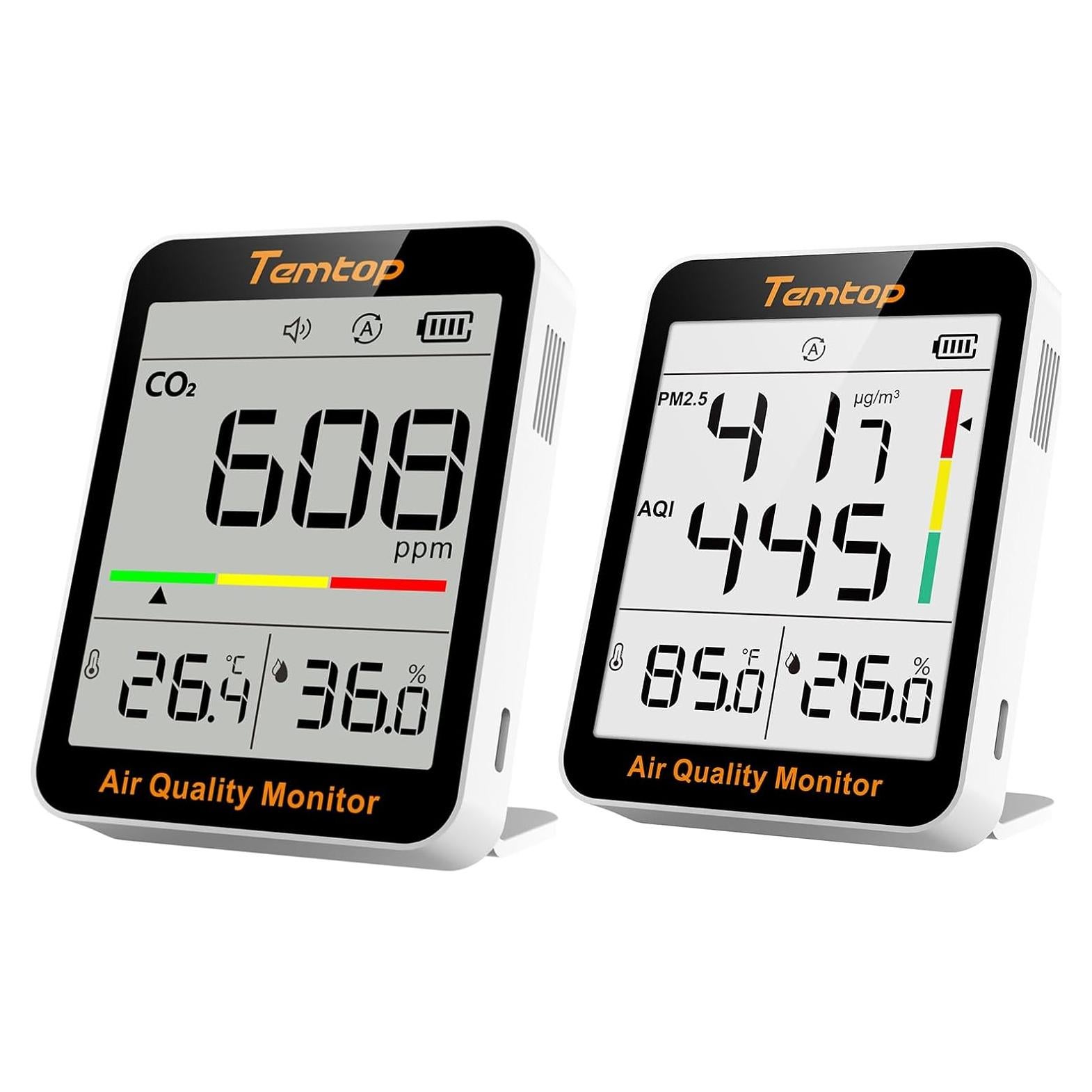Monitor de Calidad del Aire Temtop S1 y CO2 C1 Combo