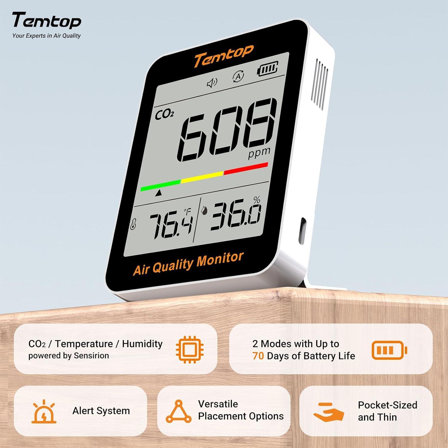Monitor de Calidad del Aire Temtop S1 y CO2 C1 Combo