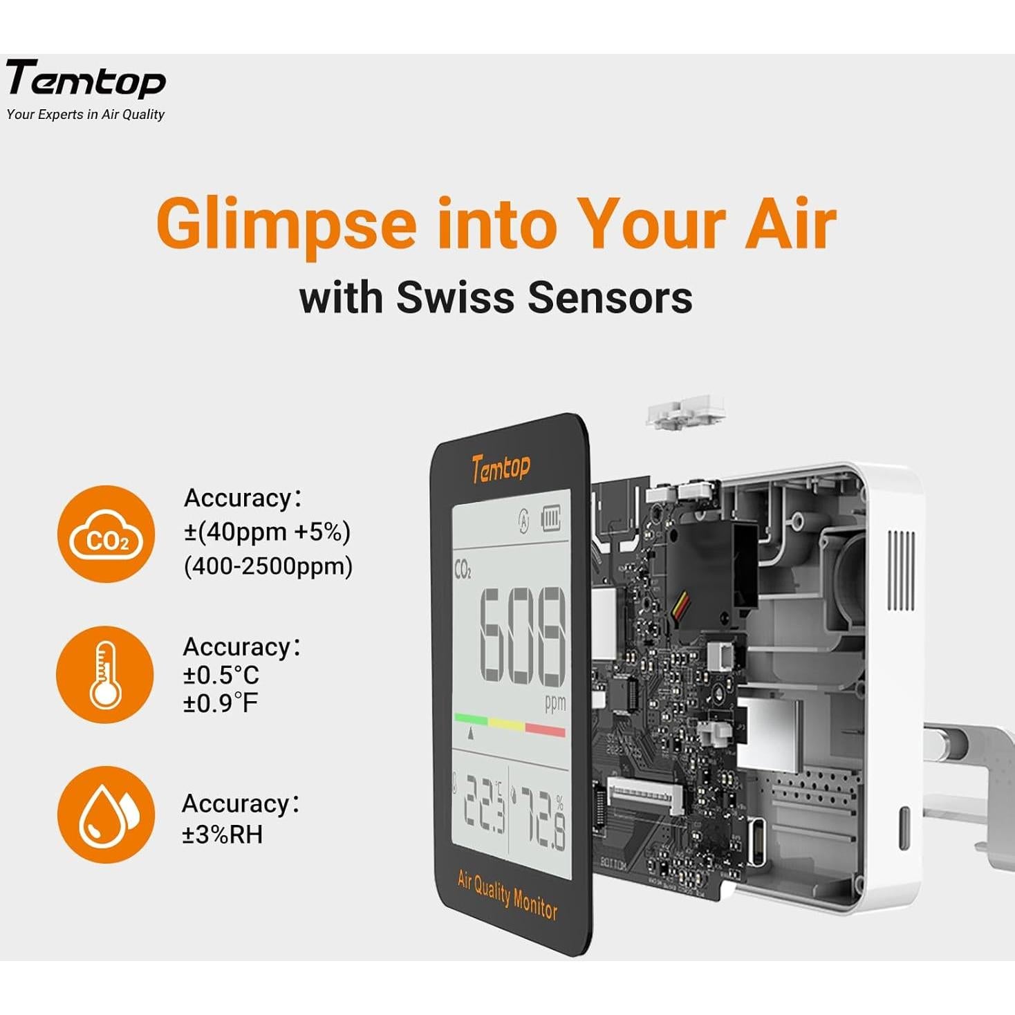 Monitor de Calidad del Aire Temtop S1 y CO2 C1 Combo