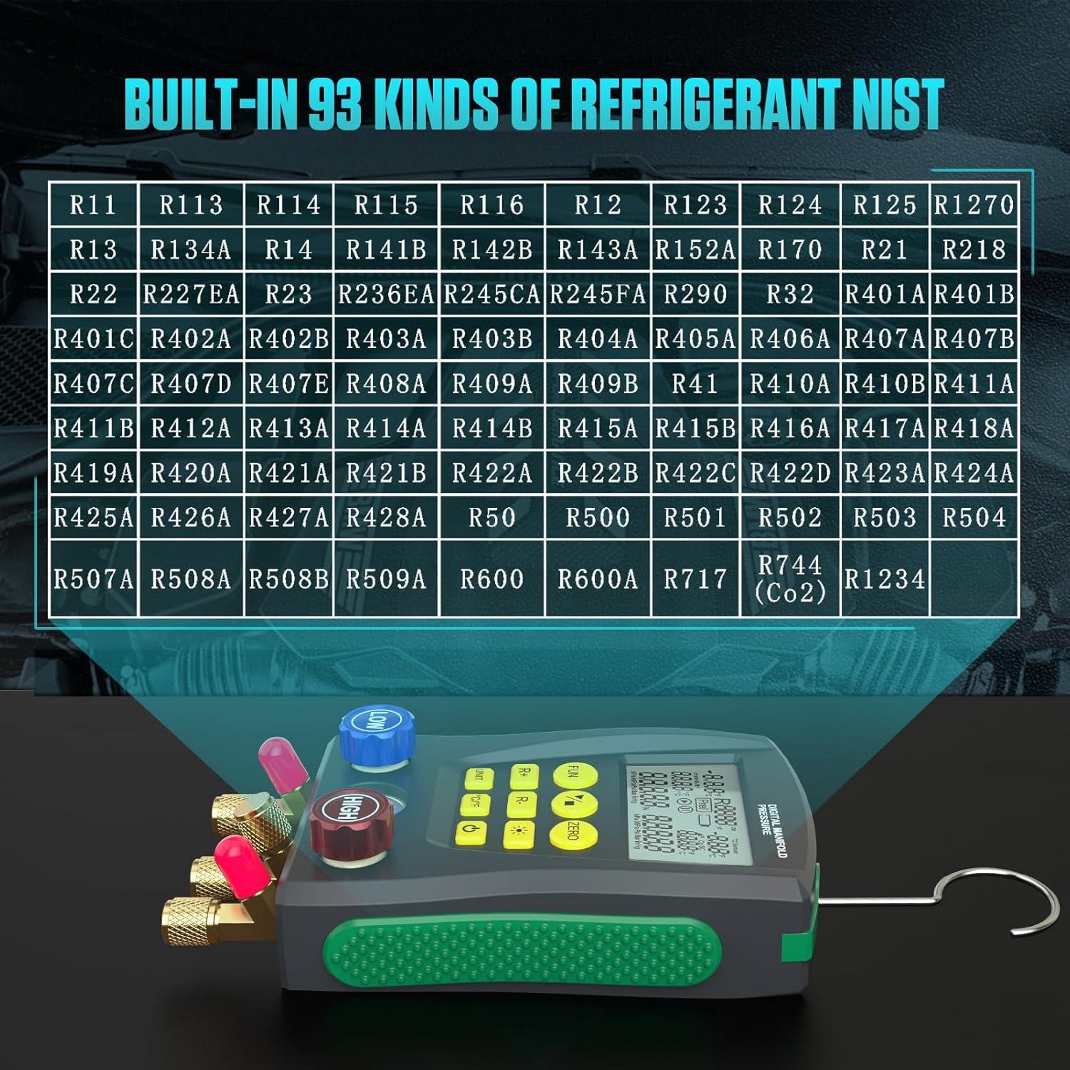 Manómetros Digitales HVAC MOTOCOCHE R410A R22 2 Vías