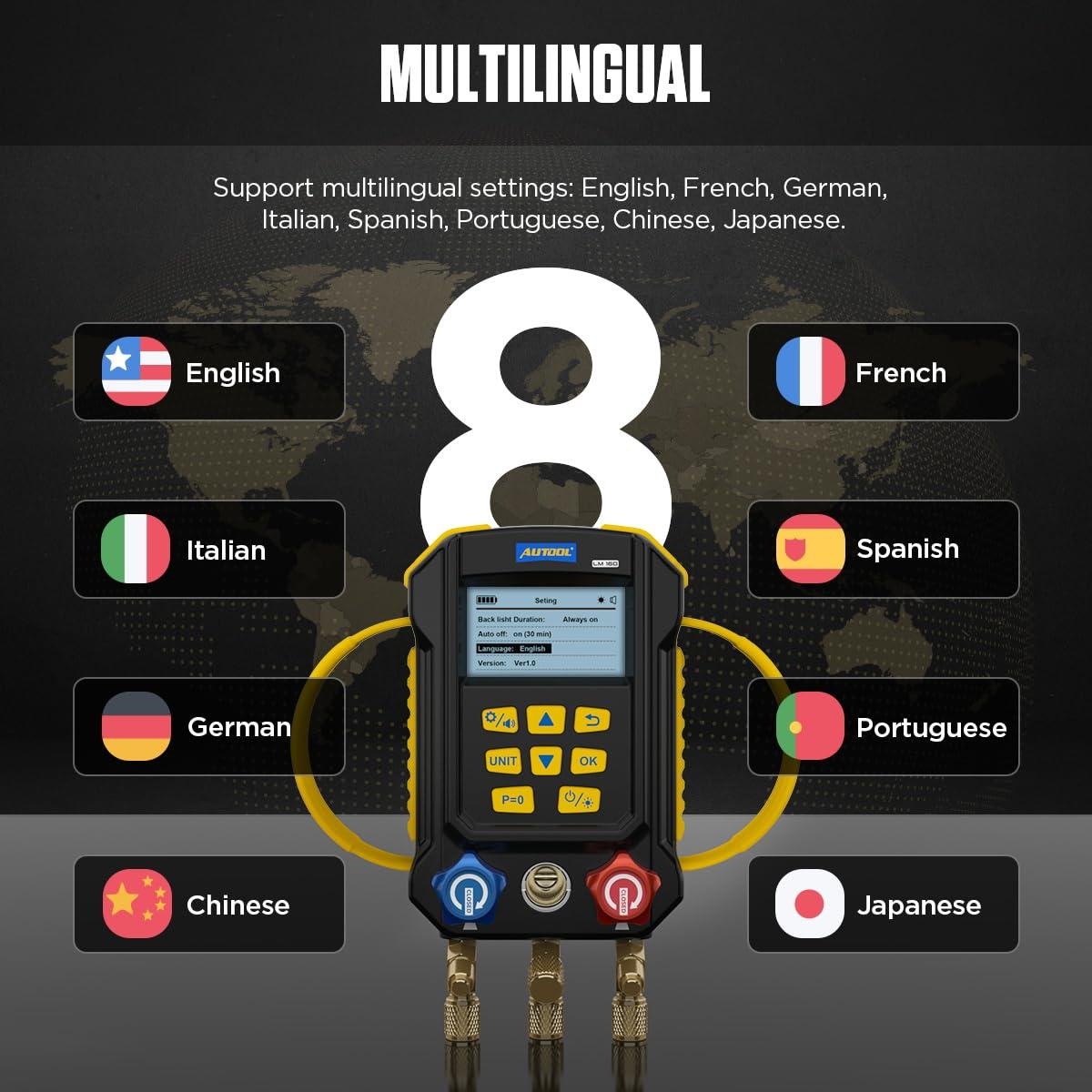 Manómetro Digital AUTOOL LM160 para Refrigerantes HVAC
