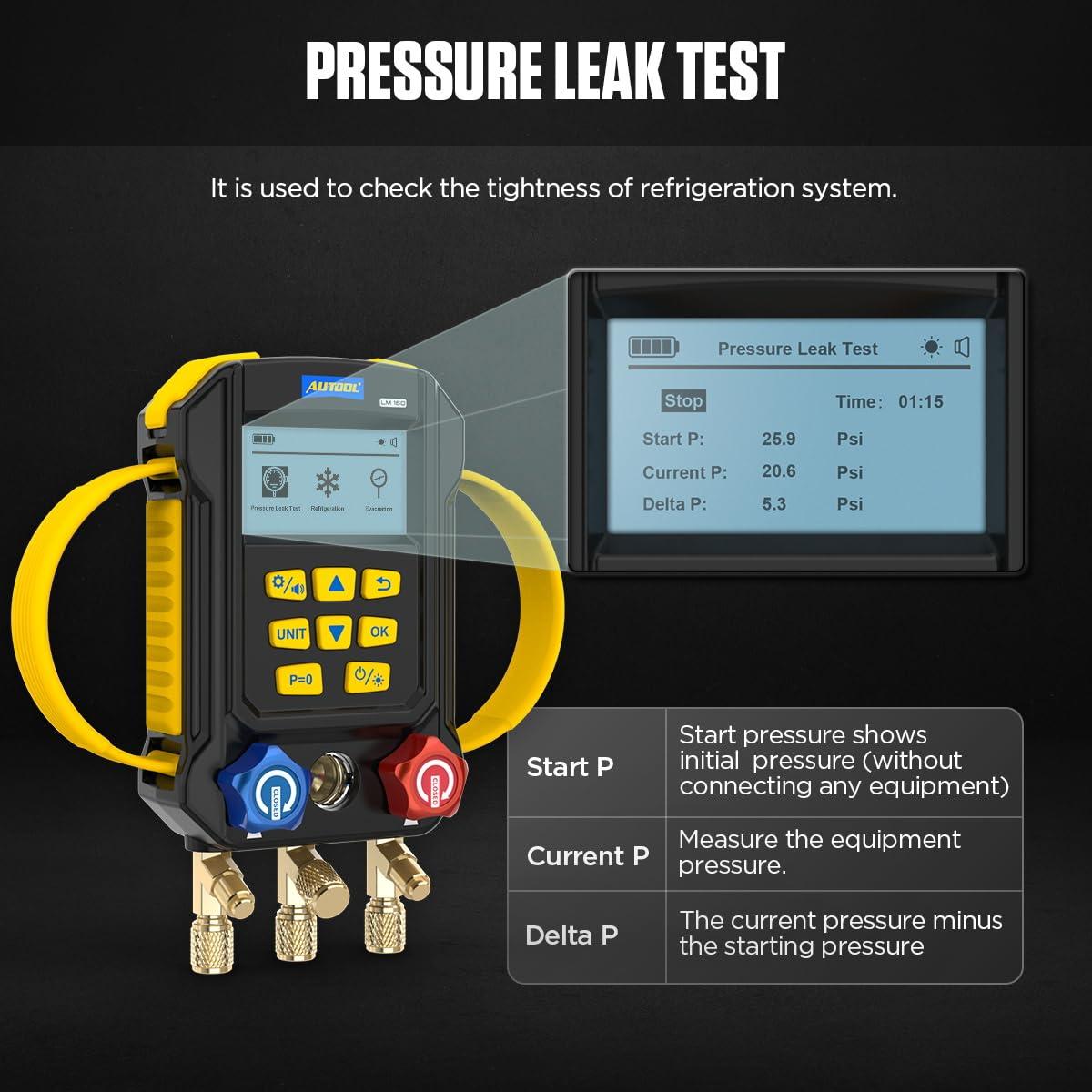 Manómetro Digital AUTOOL LM160 para Refrigerantes HVAC