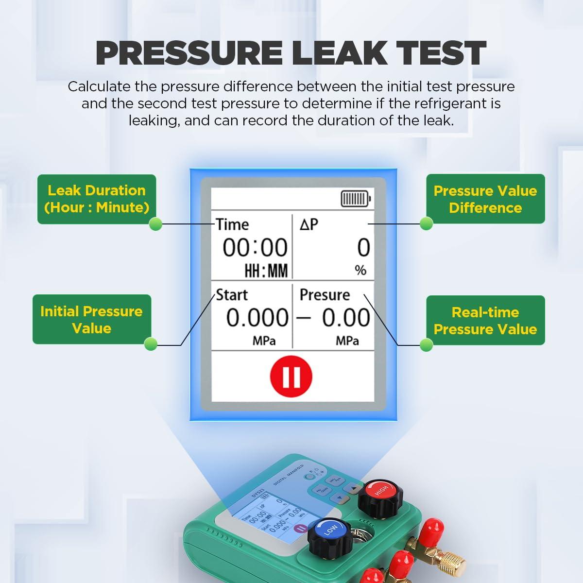 Juego de Manómetros Digitales HVAC KAISAL Pantalla TFT 92 Tipos