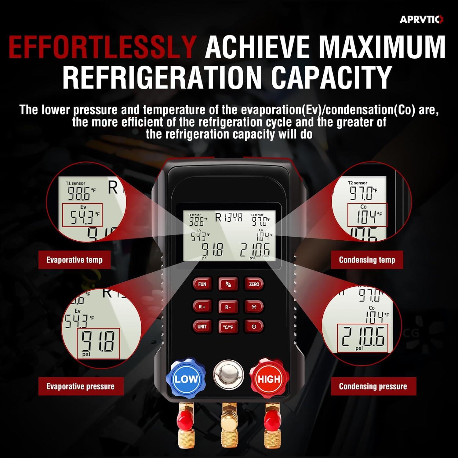 Medidor HVAC Digital Aprvtio AMF-300 con Mangueras 3000 PSI