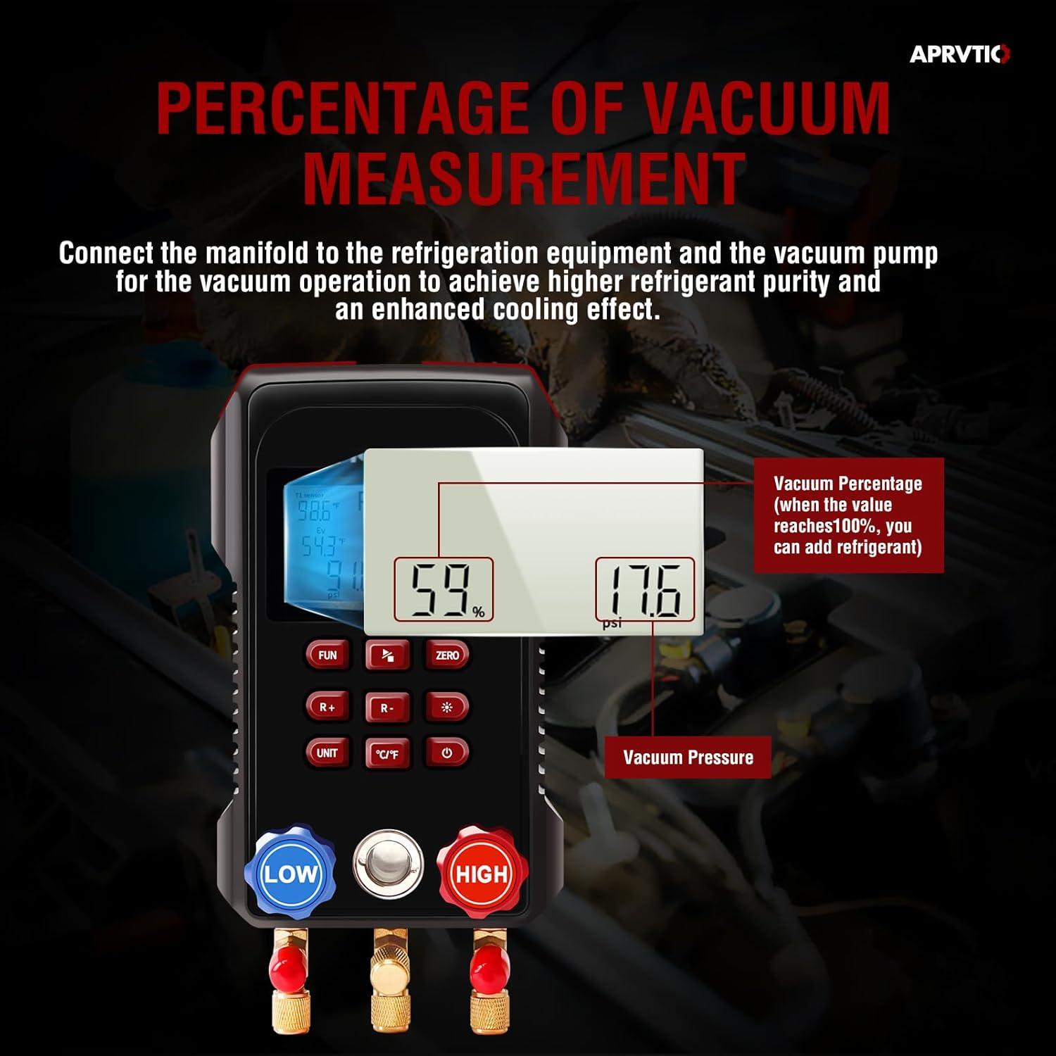 Medidor HVAC Digital Aprvtio AMF-300 con Mangueras 3000 PSI