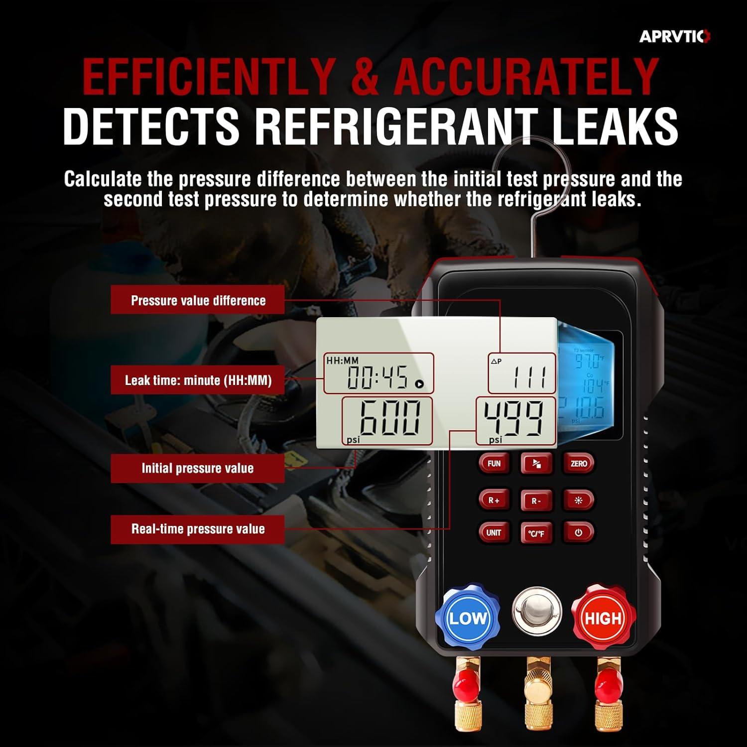 Medidor HVAC Digital Aprvtio AMF-300 con Mangueras 3000 PSI