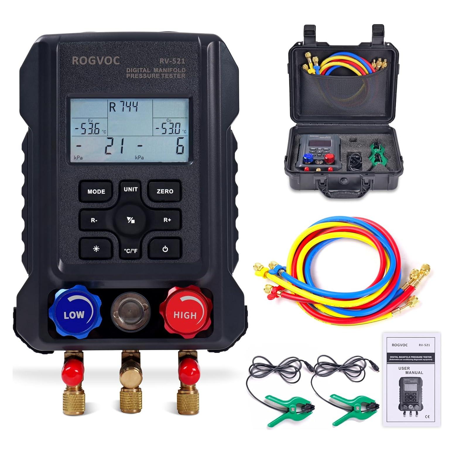 Manómetro Digital Rogvoc RV-521-1 para Refrigerantes HVAC