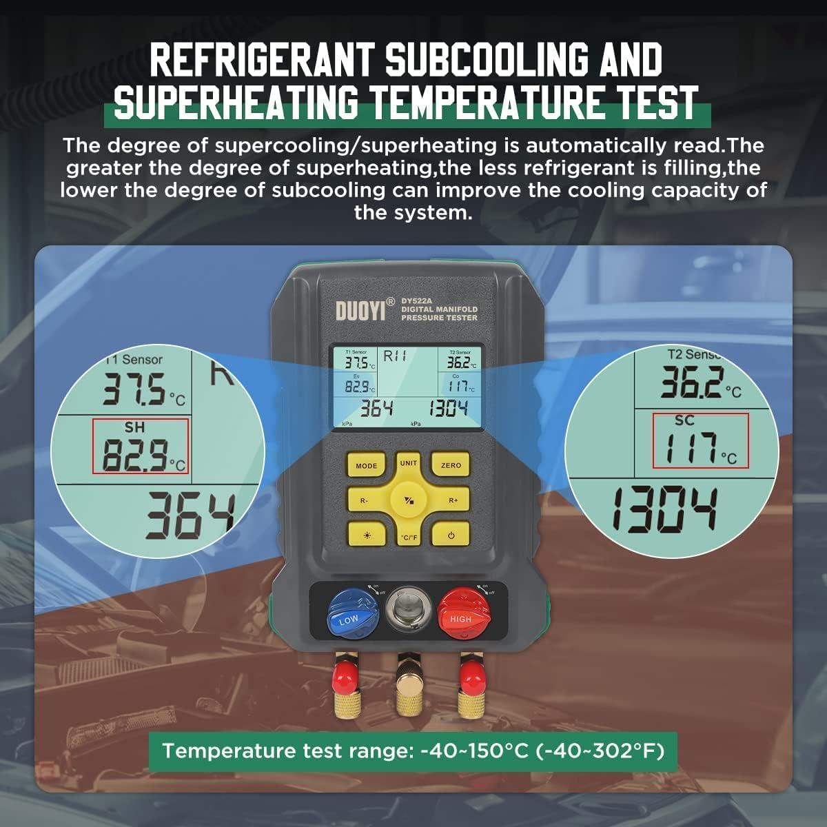 Manómetros Digitales HVAC DUOYI DY522A para 93 Refrigerantes