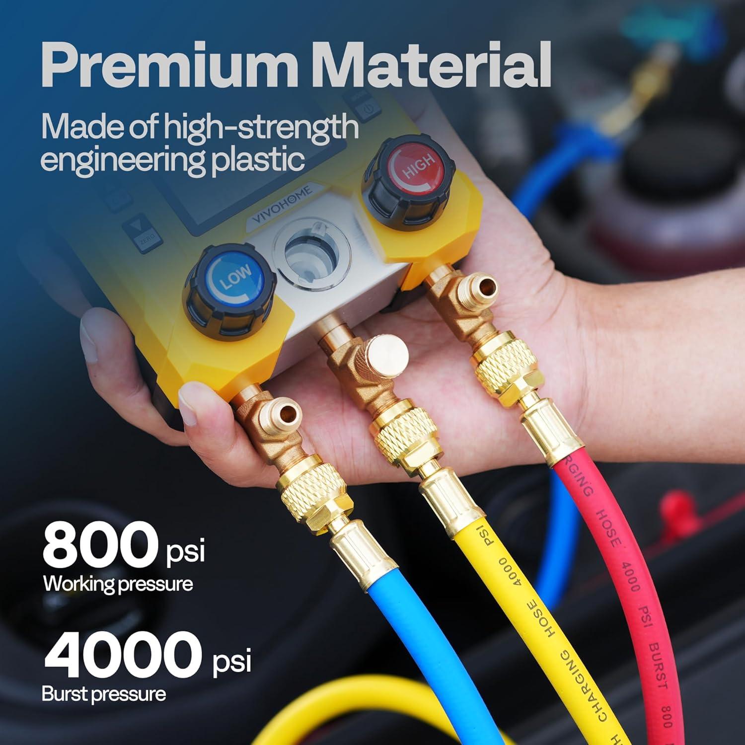 Manómetros Digitales HVAC VIVOHOME R134a R1234yf 3 Mangueras