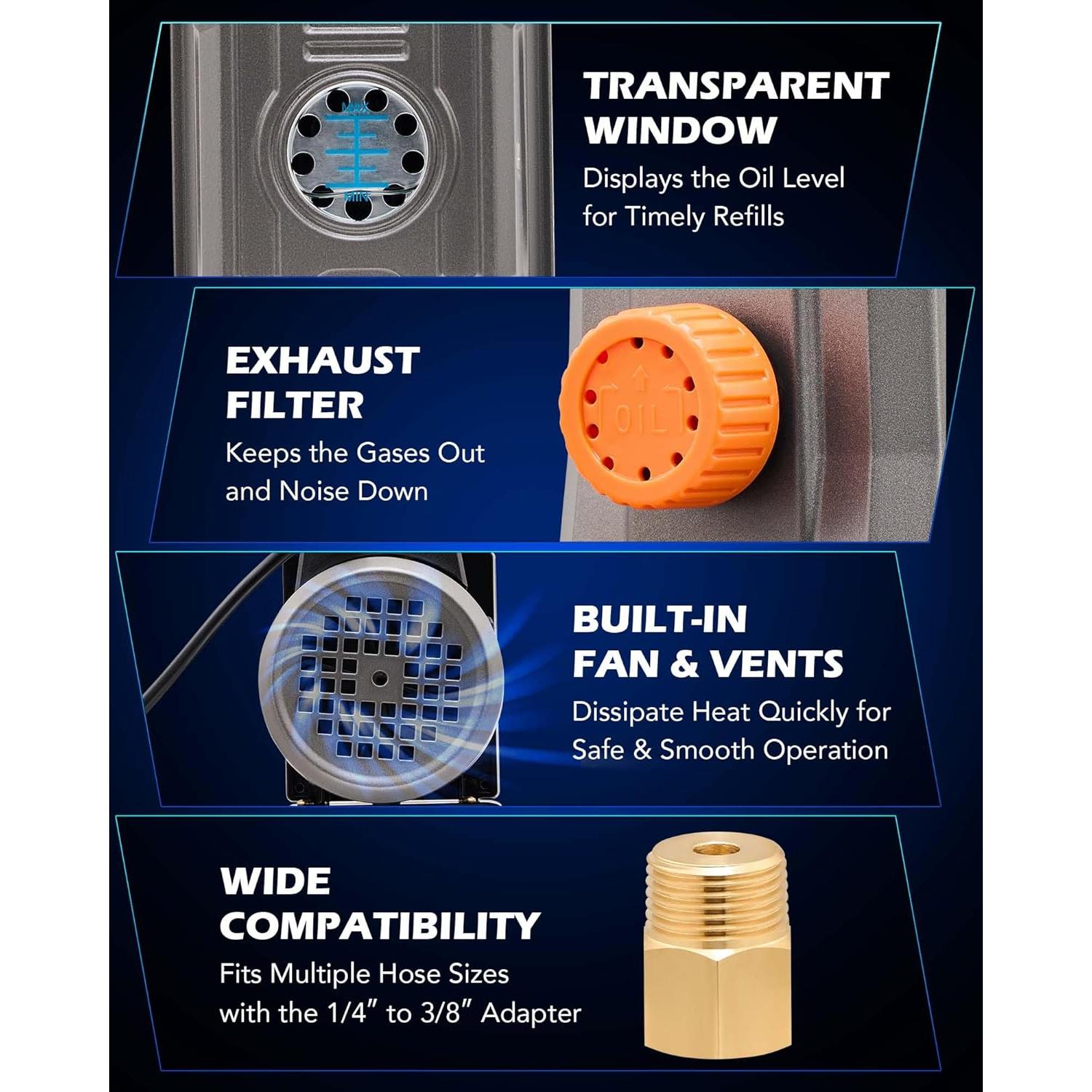 Kit de Bomba de Vacío Orion Motor Tech 1/3 hp 4.0 CFM con Manómetro