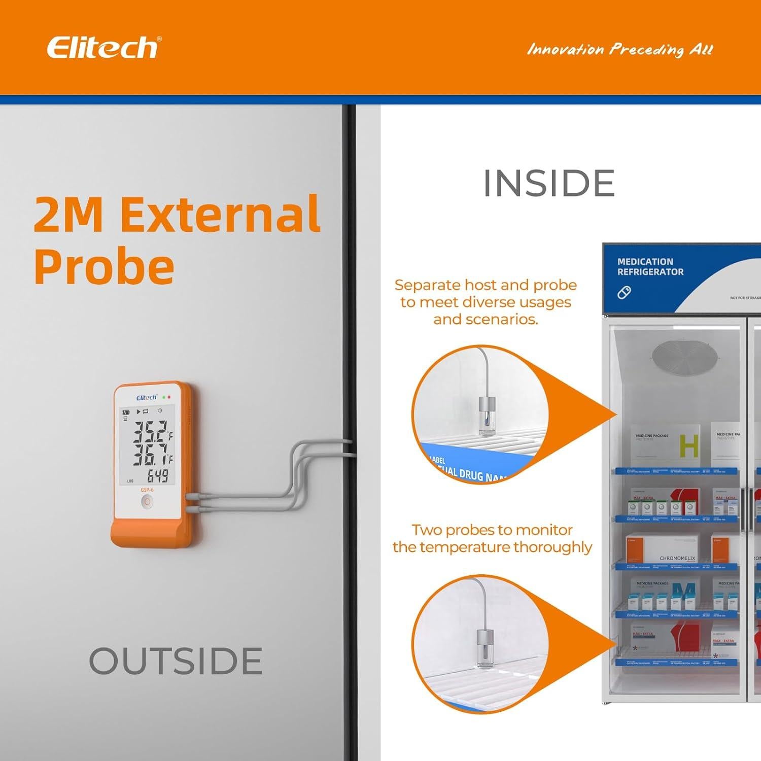 Registrador de Datos Elitech GSP-6G-TDE Inalámbrico para Vacunas