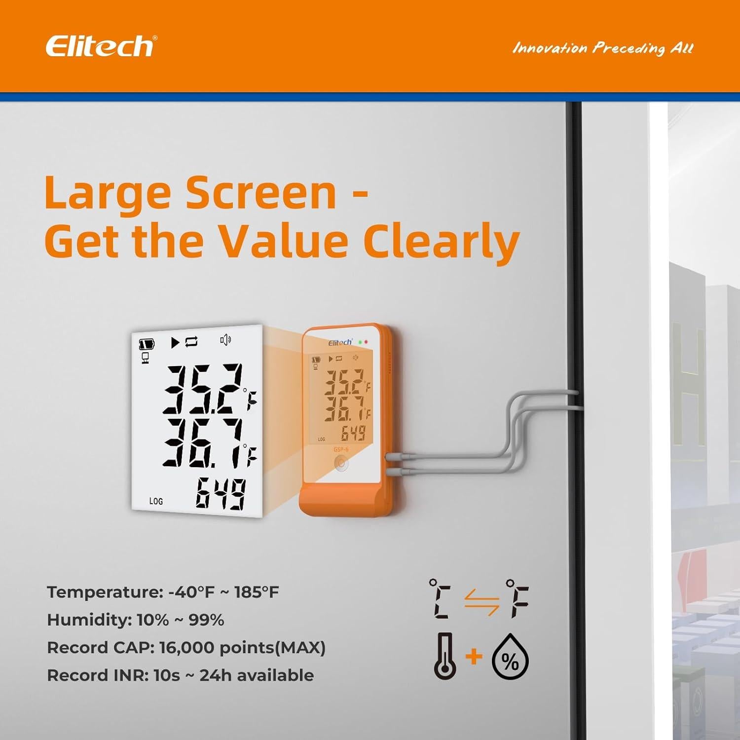 Registrador de Datos Elitech GSP-6G-TDE Inalámbrico para Vacunas