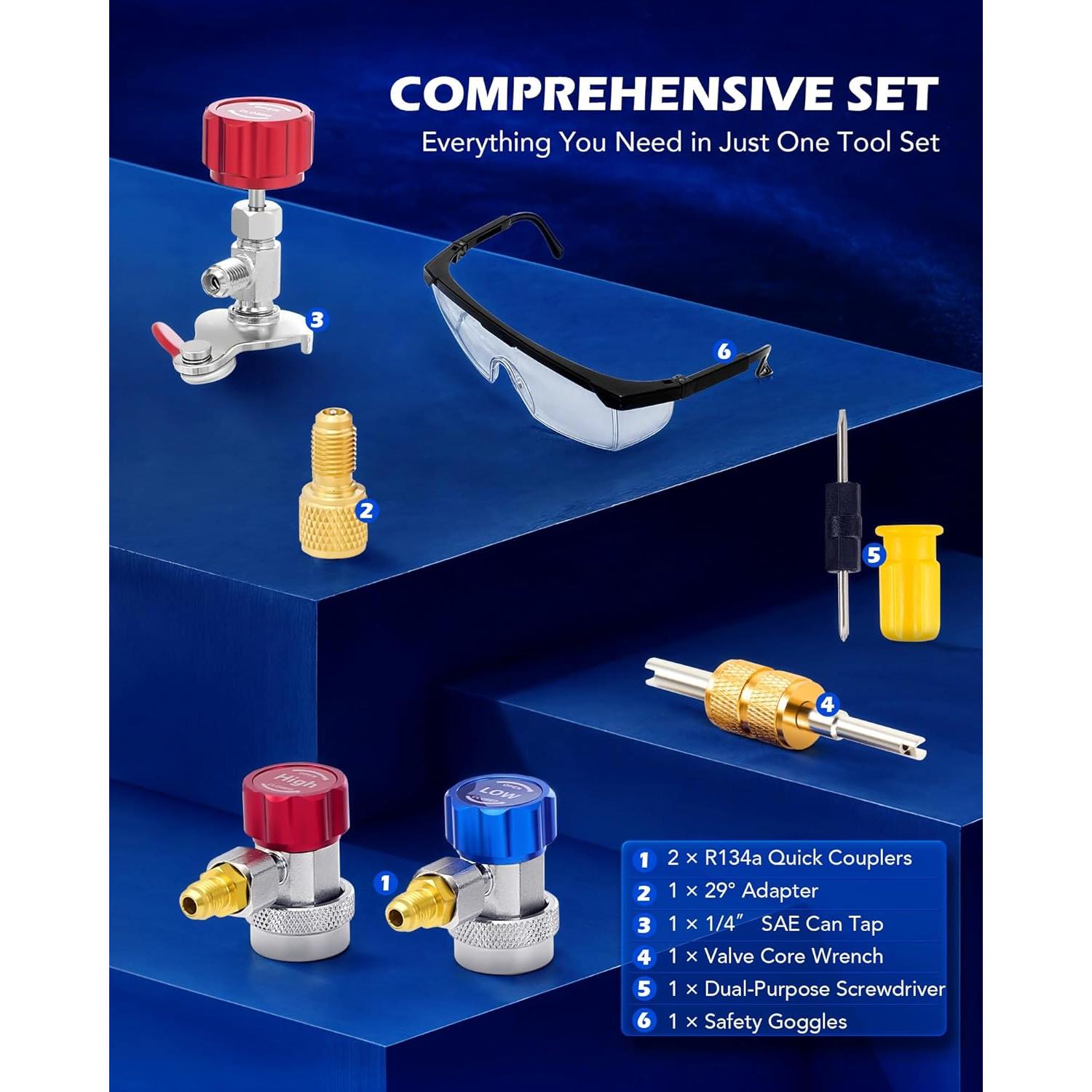 Kit de Manómetros de A/C Orion Motor Tech para Refrigerantes