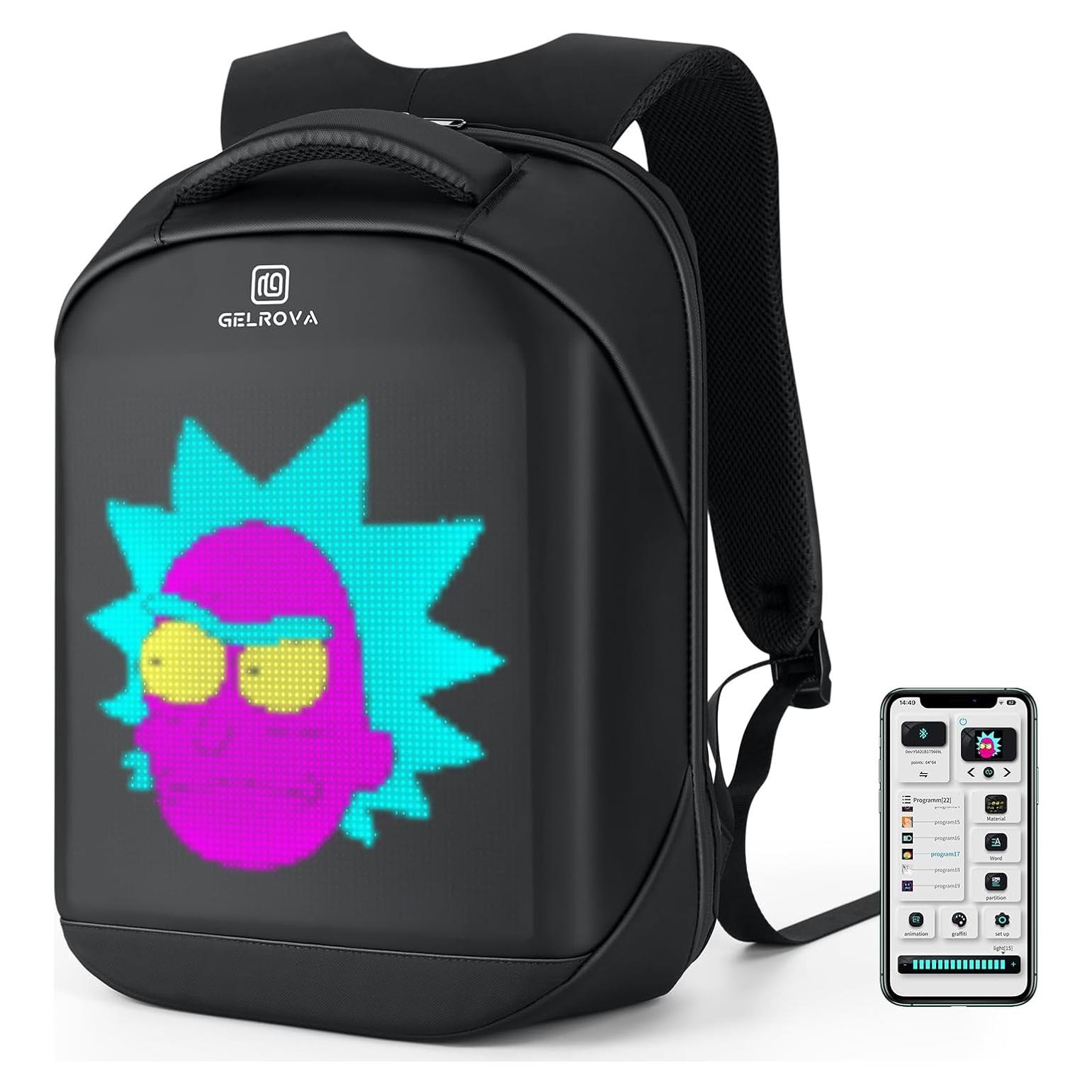 Mochila LED Gelrova 17" Control APP Unisex 21L Negro