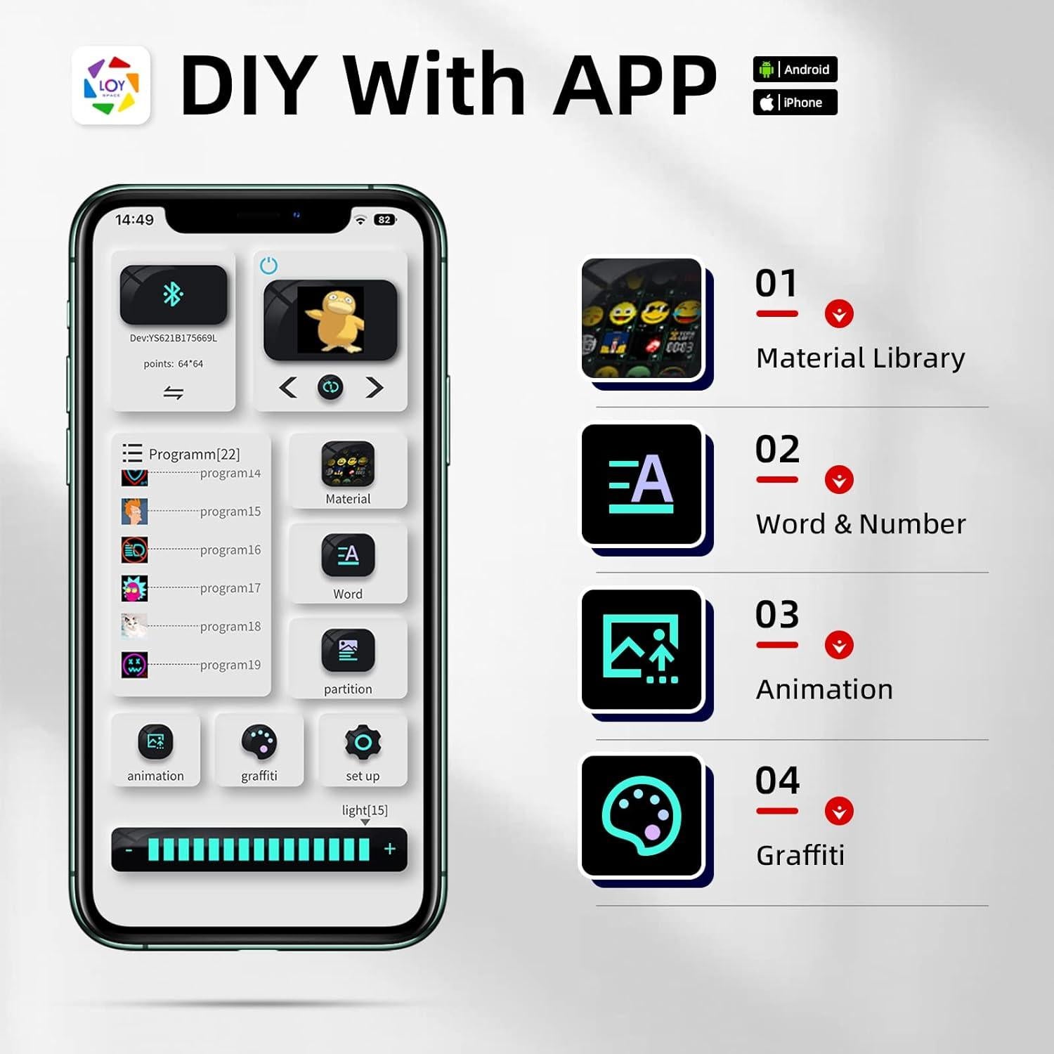 Mochila LED Gelrova 17" Control APP Unisex 21L Negro