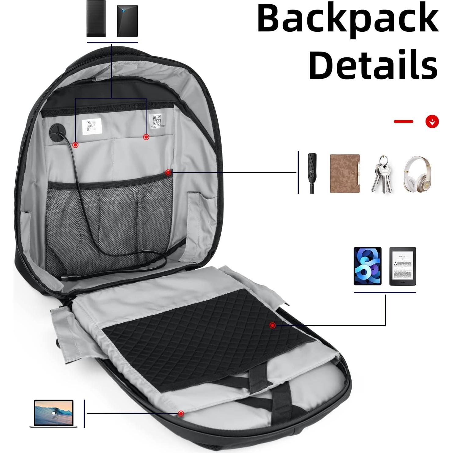 Mochila LED Gelrova 17" Control APP Unisex 21L Negro