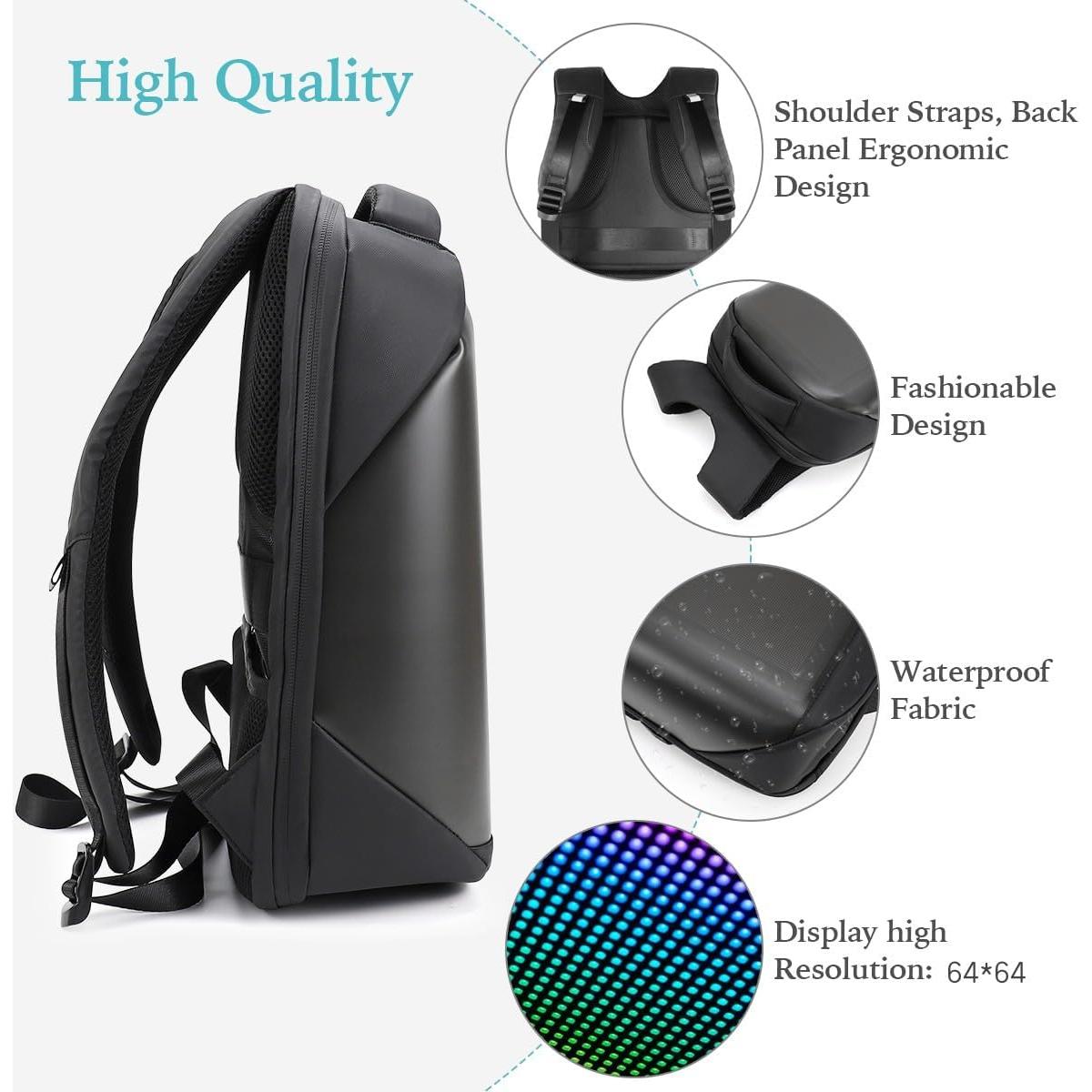 Mochila LED Programable Raoaoqoon 21L Impermeable 15.6"