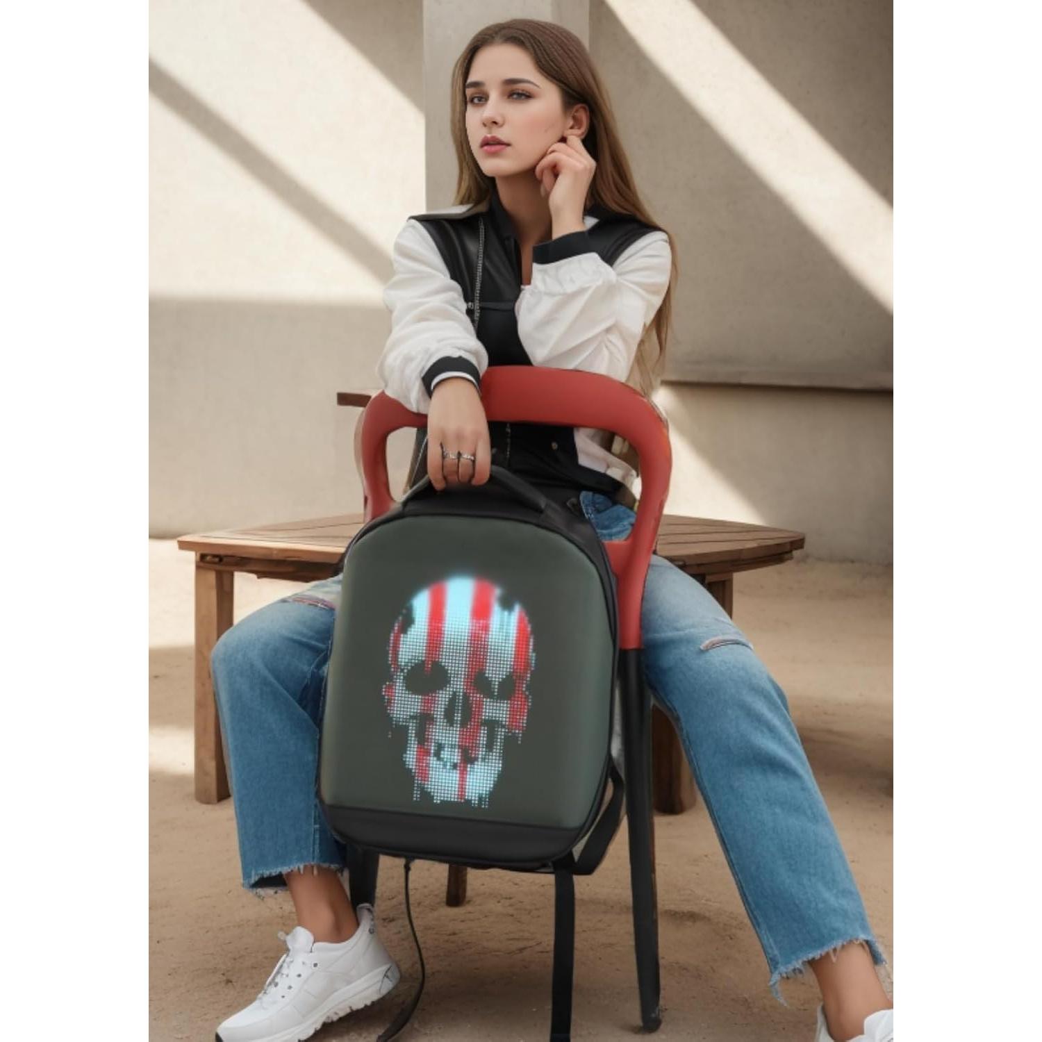 Mochila LED Programable Raoaoqoon 21L Impermeable 15.6"