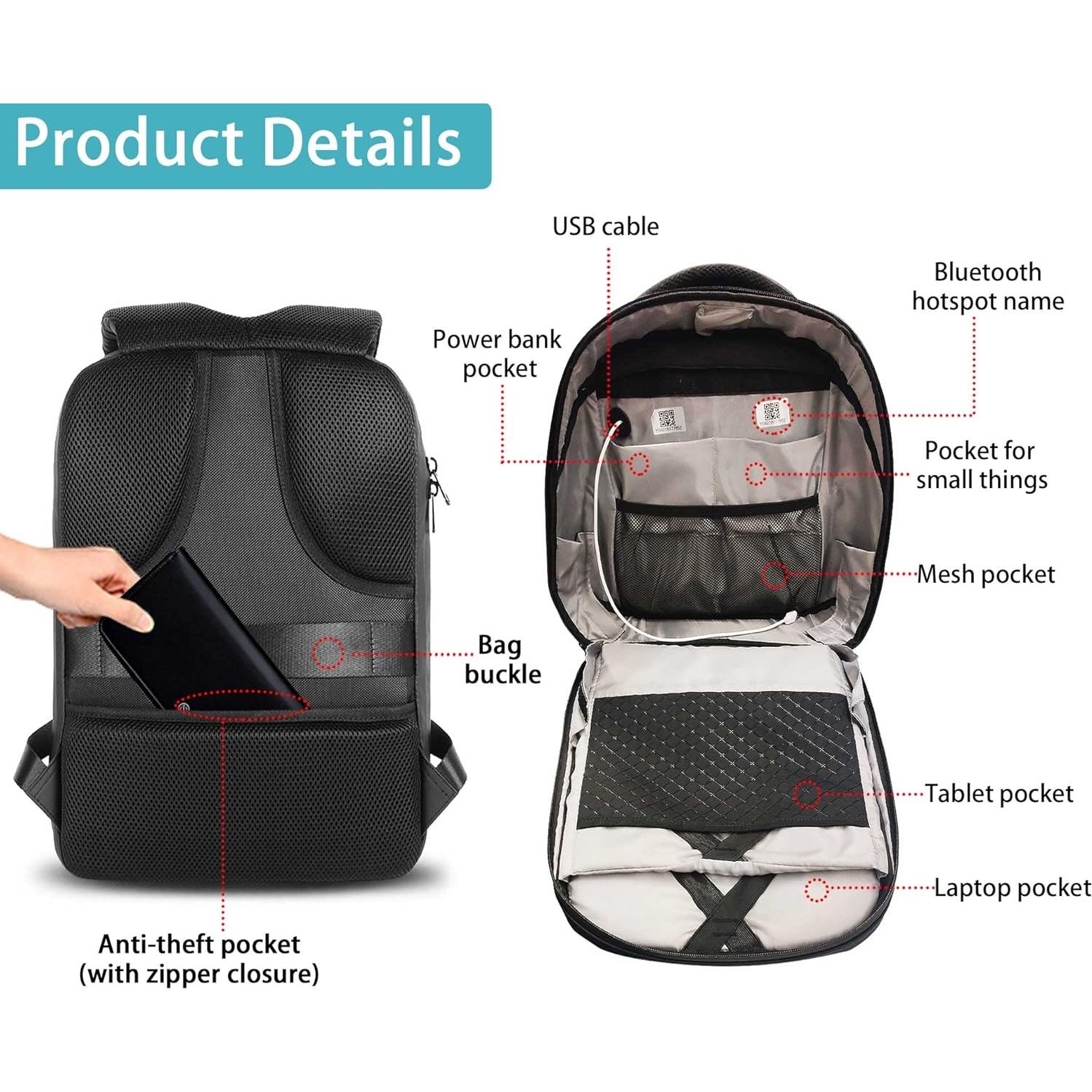 Mochila LED Inteligente Welaso 21L con Funda Impermeable
