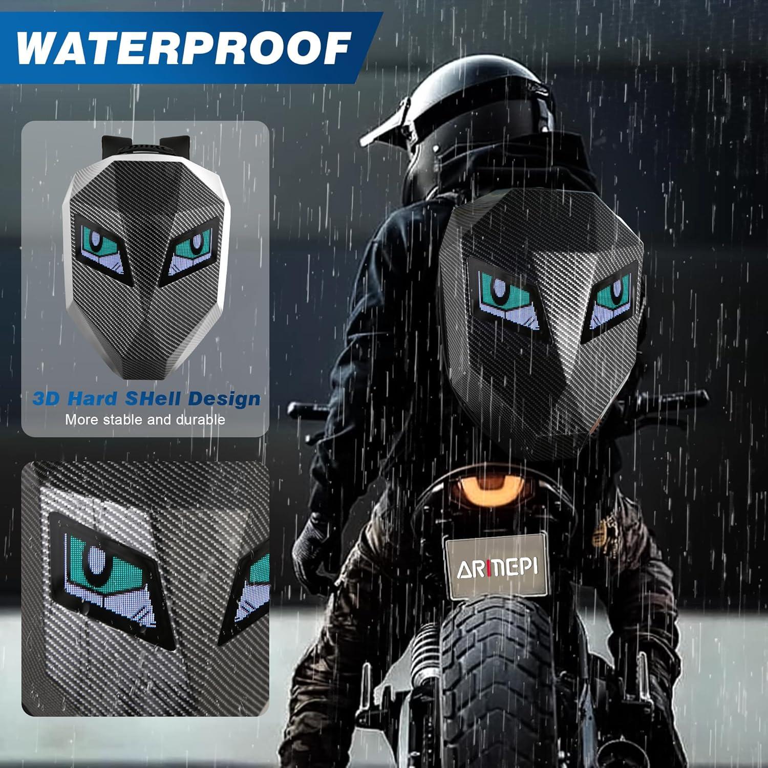 Mochila LED de Motocicleta DIY - Textura Fibra Carbono 28L