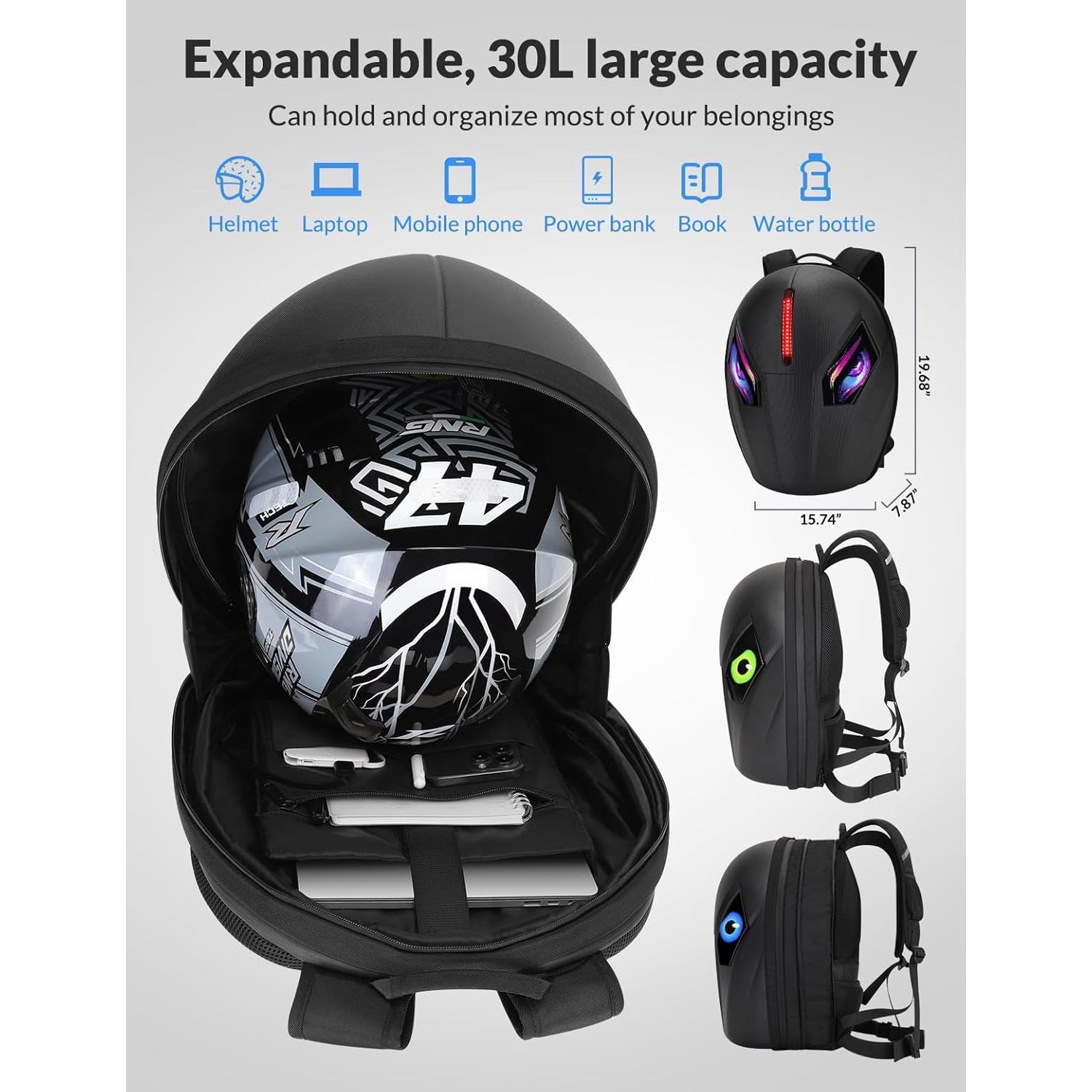 Mochila LED TINGPAI para Motocicleta Impermeable 30L