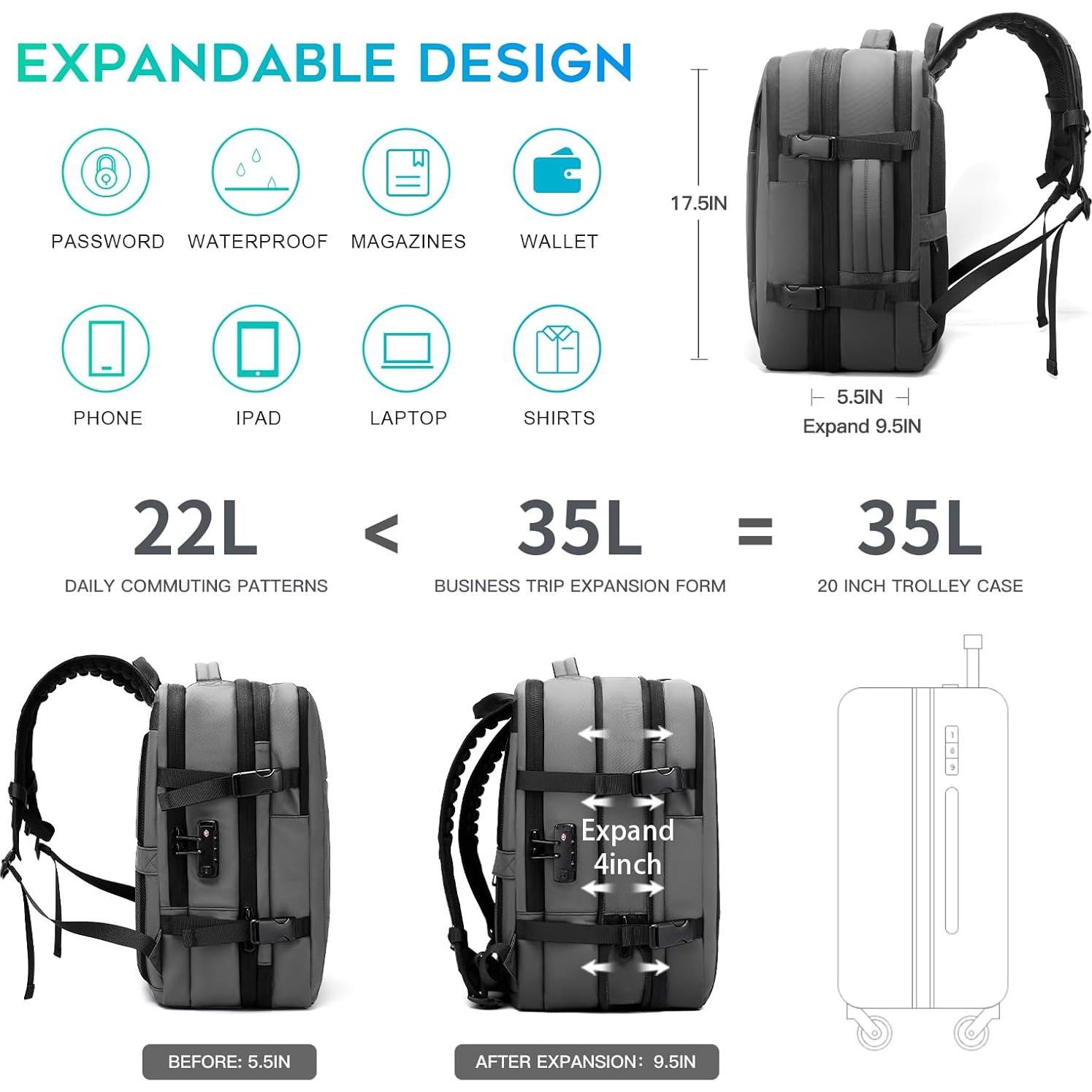 Mochila BANGE Airback Expandible 70L con Bomba de Aire
