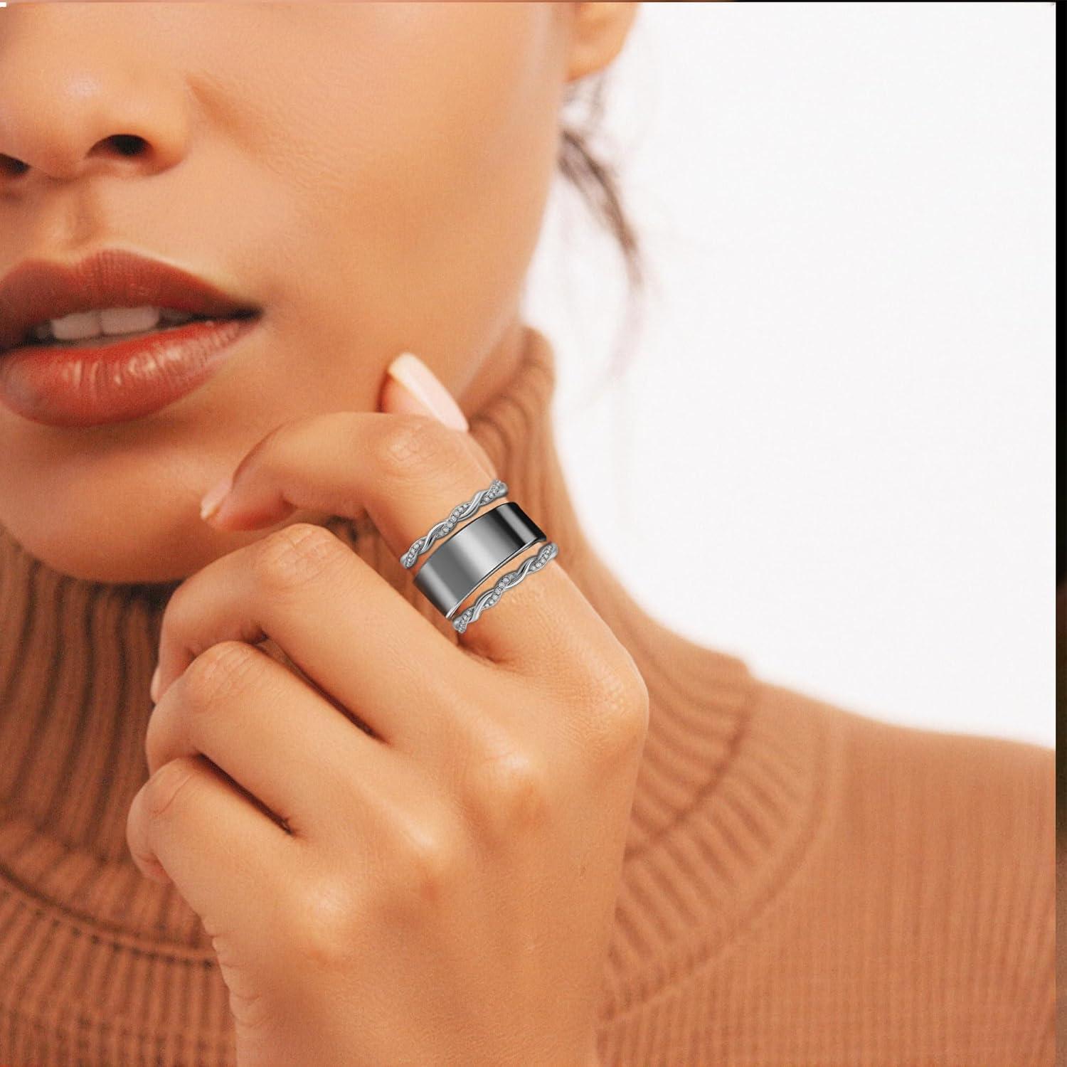 2 Anillos Apilables Baño de Oro 14K para Oura Ring Mujeres