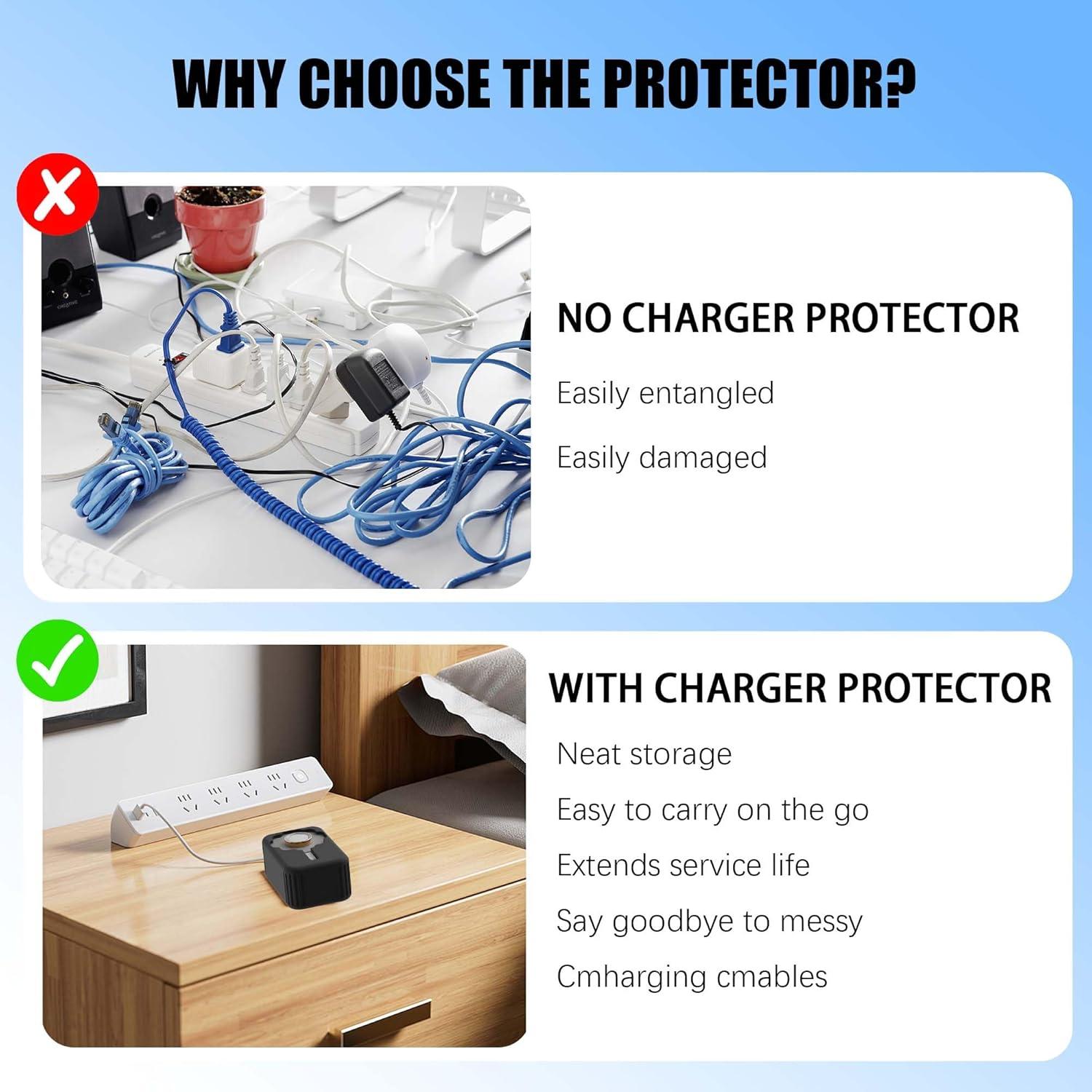 for Oura Ring Gen 4 Charger Protector Case, Soft Silicone Oura Ring 4 Charger Cover, Drop/Dust/Ageing Resistant for Oura Ring Gen4 Charger Organizer with Keychain, Deep Black