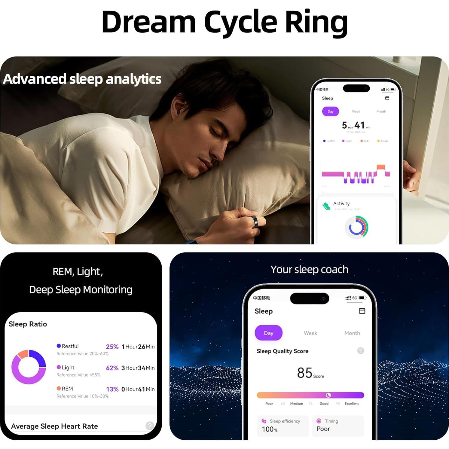 Anillo Inteligente TIAZUUX Negro 12 - Salud y Sueño IP68