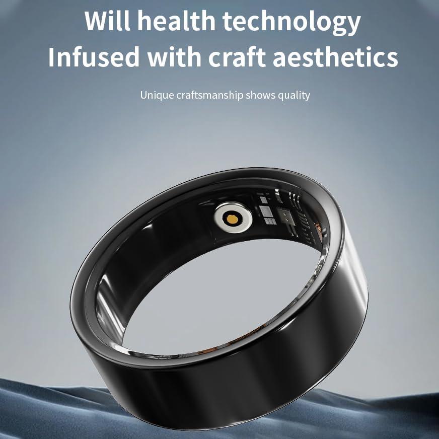 Smart Ring for Men Women with Sleep/Heart Rate/Blood Pressure/Sleep/Blood Oxygen Monitor, Pedometer, No Subscription Fee,IP68 Waterproof Fitness Tracker for iPhone &Android (Black, 10)