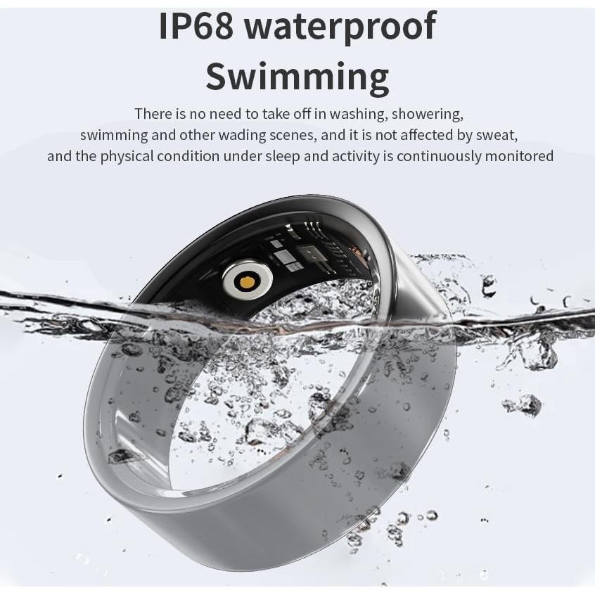 Smart Ring for Men Women with Sleep/Heart Rate/Blood Pressure/Sleep/Blood Oxygen Monitor, Pedometer, No Subscription Fee,IP68 Waterproof Fitness Tracker for iPhone &Android (Black, 10)