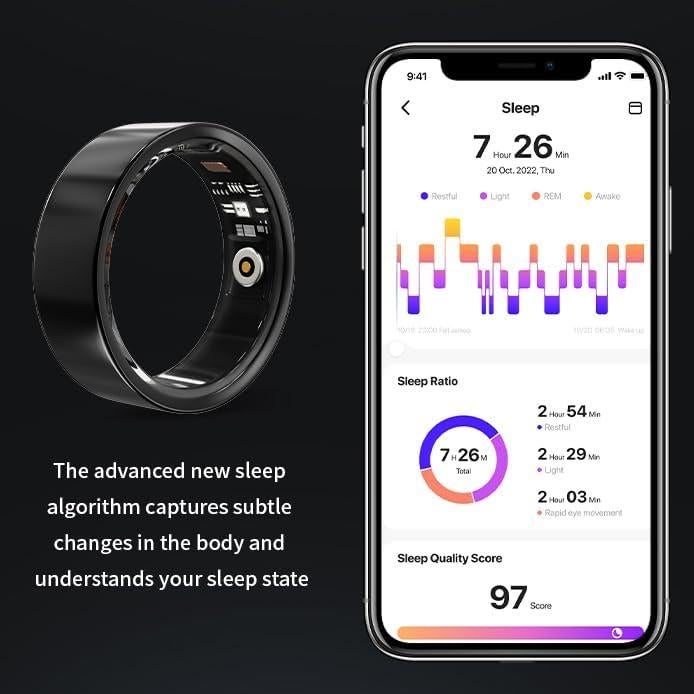 Smart Ring for Men Women with Sleep/Heart Rate/Blood Pressure/Sleep/Blood Oxygen Monitor, Pedometer, No Subscription Fee,IP68 Waterproof Fitness Tracker for iPhone &Android (Black, 10)