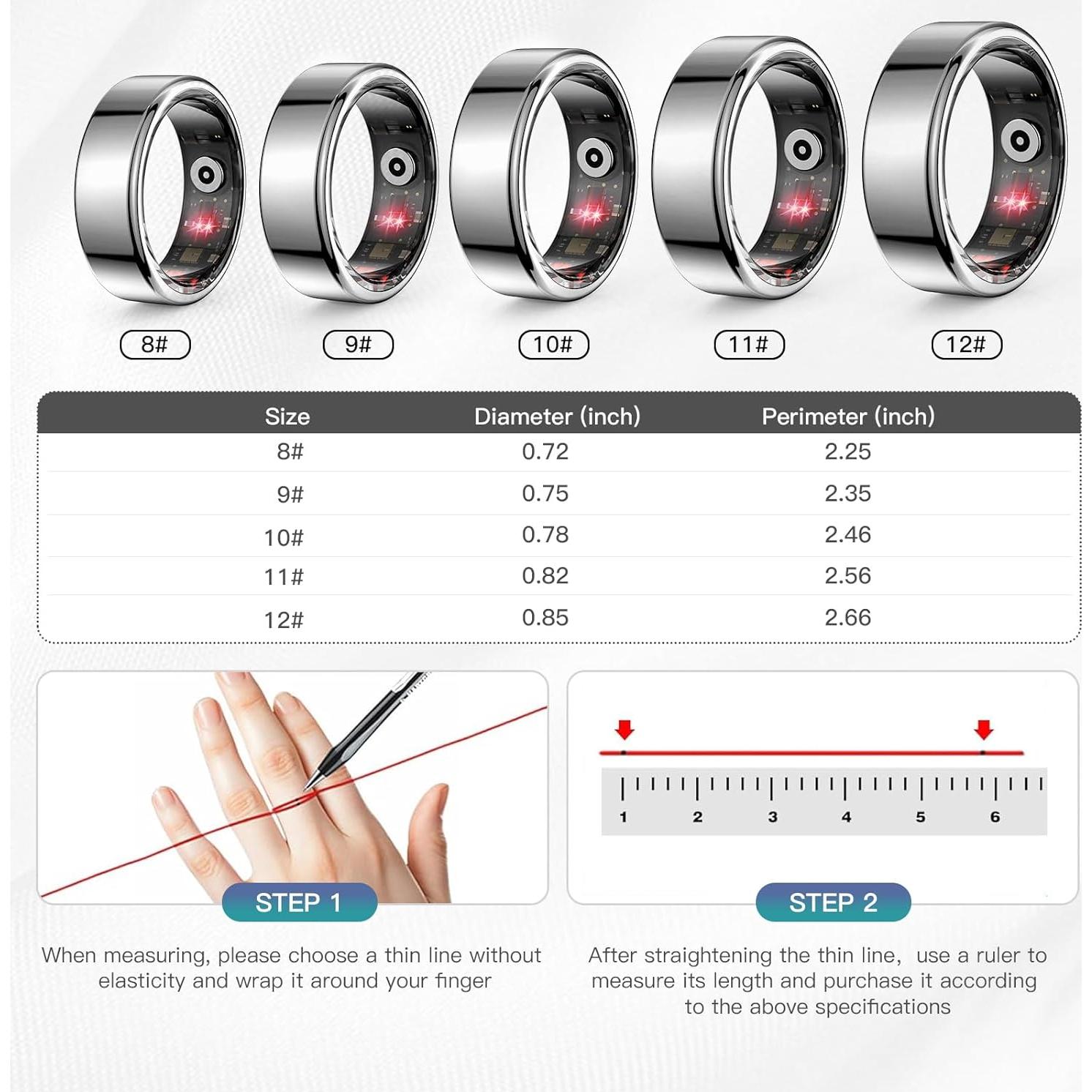 Anillo Inteligente Kuxlagz Plata #10 - Monitoreo Salud 24/7