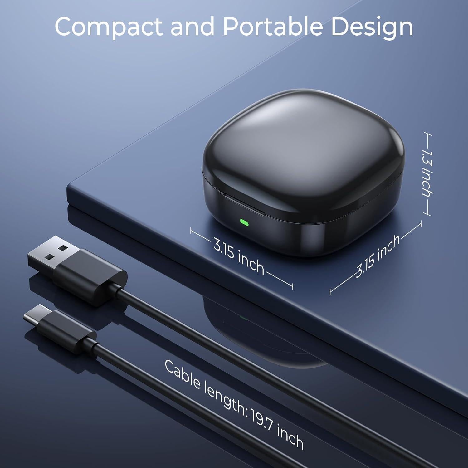 Smart Ring Charging Case Size 7, Compatible with Oura Ring Gen3 Heritage/Horizon, 600mAh Portable Charger Dock with Indicator Light, Charging Box for Smart Ring with Travel Storage Bag（Black）