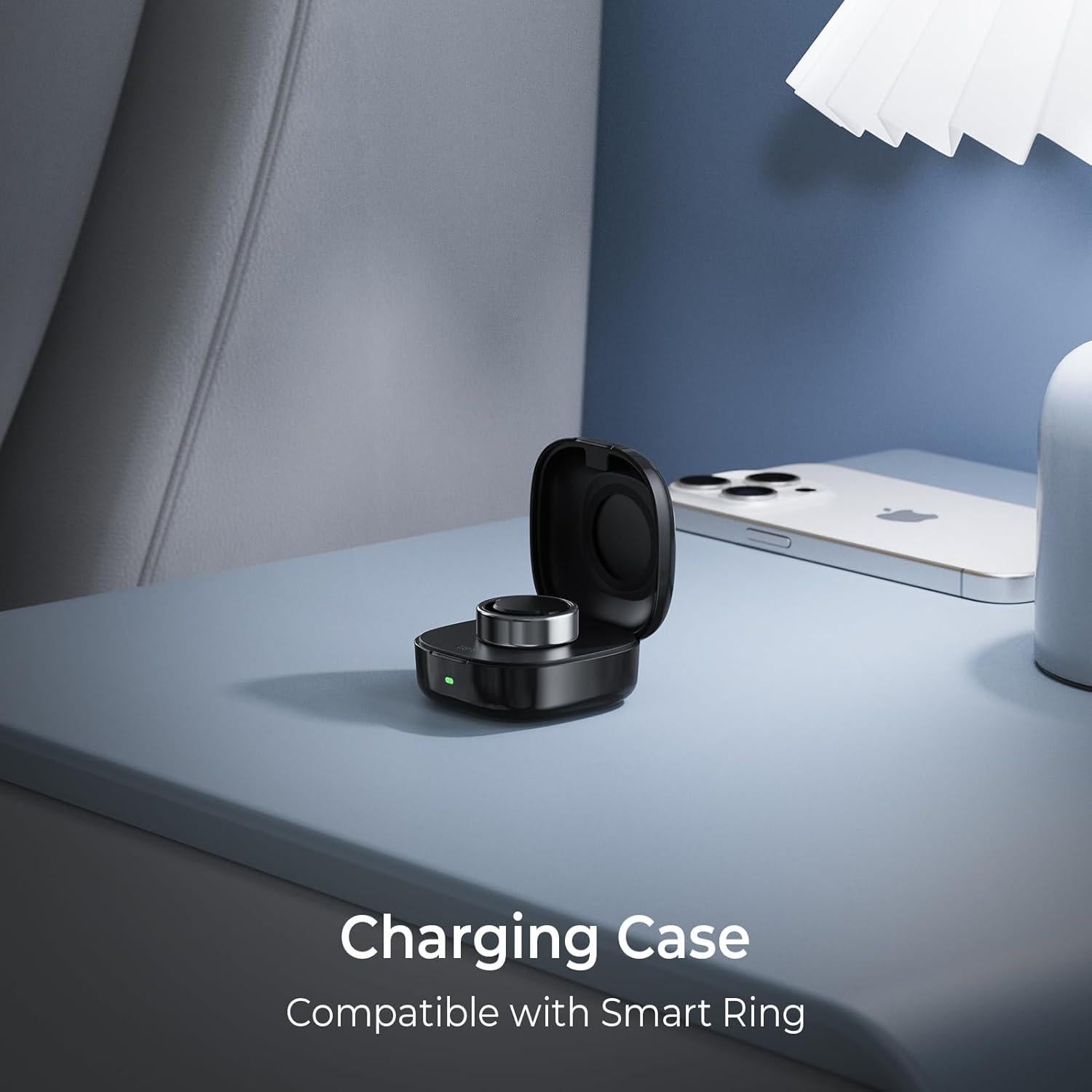 Smart Ring Charging Case Size 7, Compatible with Oura Ring Gen3 Heritage/Horizon, 600mAh Portable Charger Dock with Indicator Light, Charging Box for Smart Ring with Travel Storage Bag（Black）