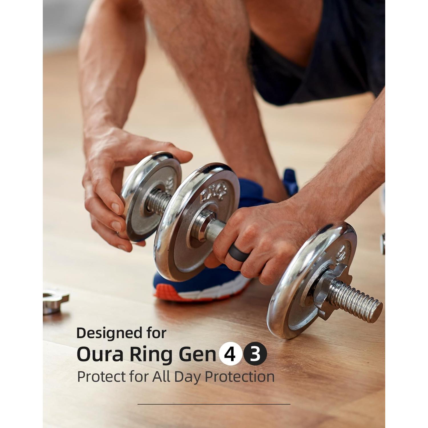 Silicone Ring Cover Compatible with Oura Ring Protector, Elastic Case for Oura Ring Gen 4/3 Working Out - Patent Protected (Black+Clear+Pink, S for 678910)