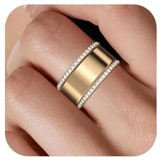 2 Anillos Apilables Baño de Oro 14K para Oura Ring Mujeres