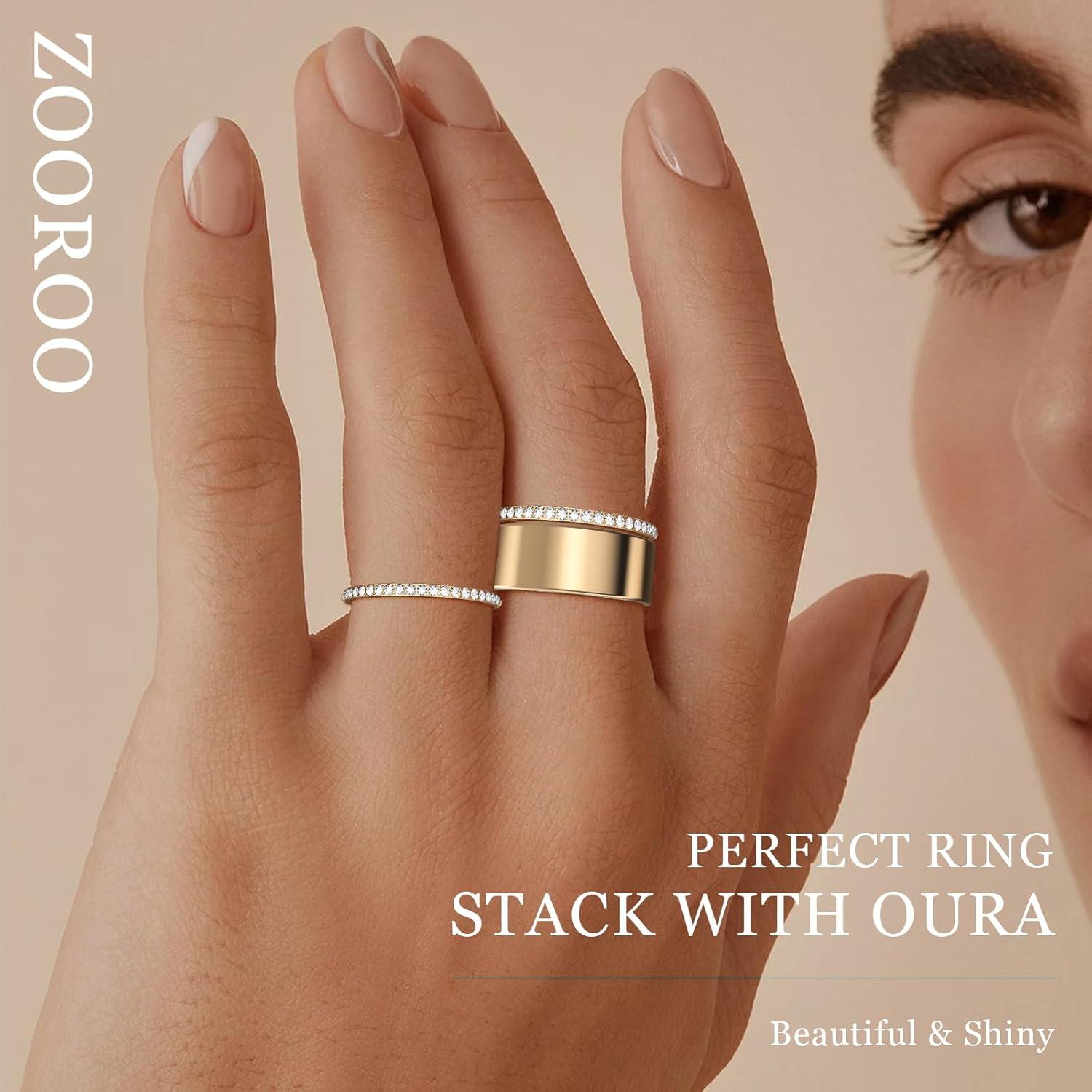 2 Anillos Apilables Baño de Oro 14K para Oura Ring Mujeres