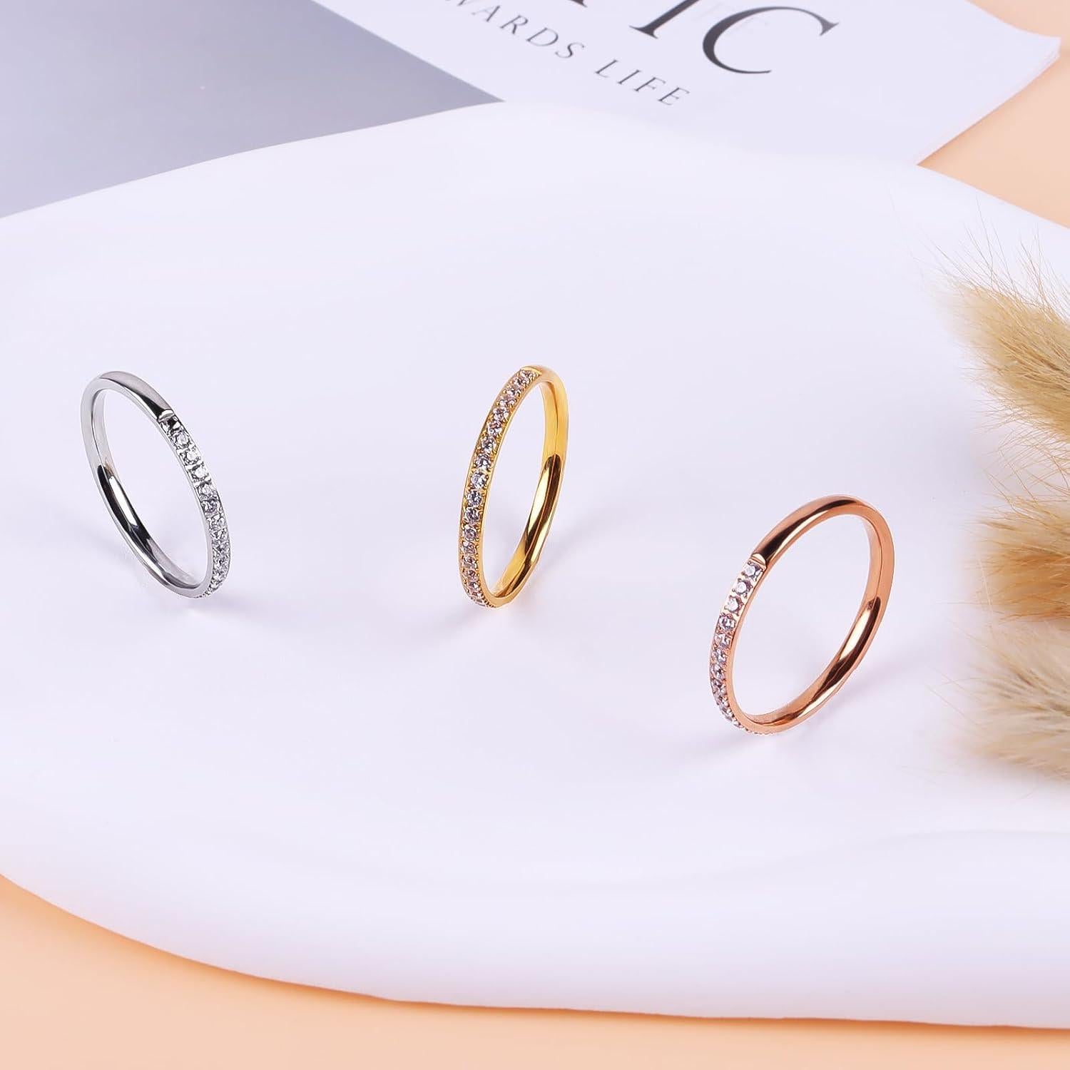 2 Anillos Apilables Baño de Oro 14K para Oura Ring Mujeres