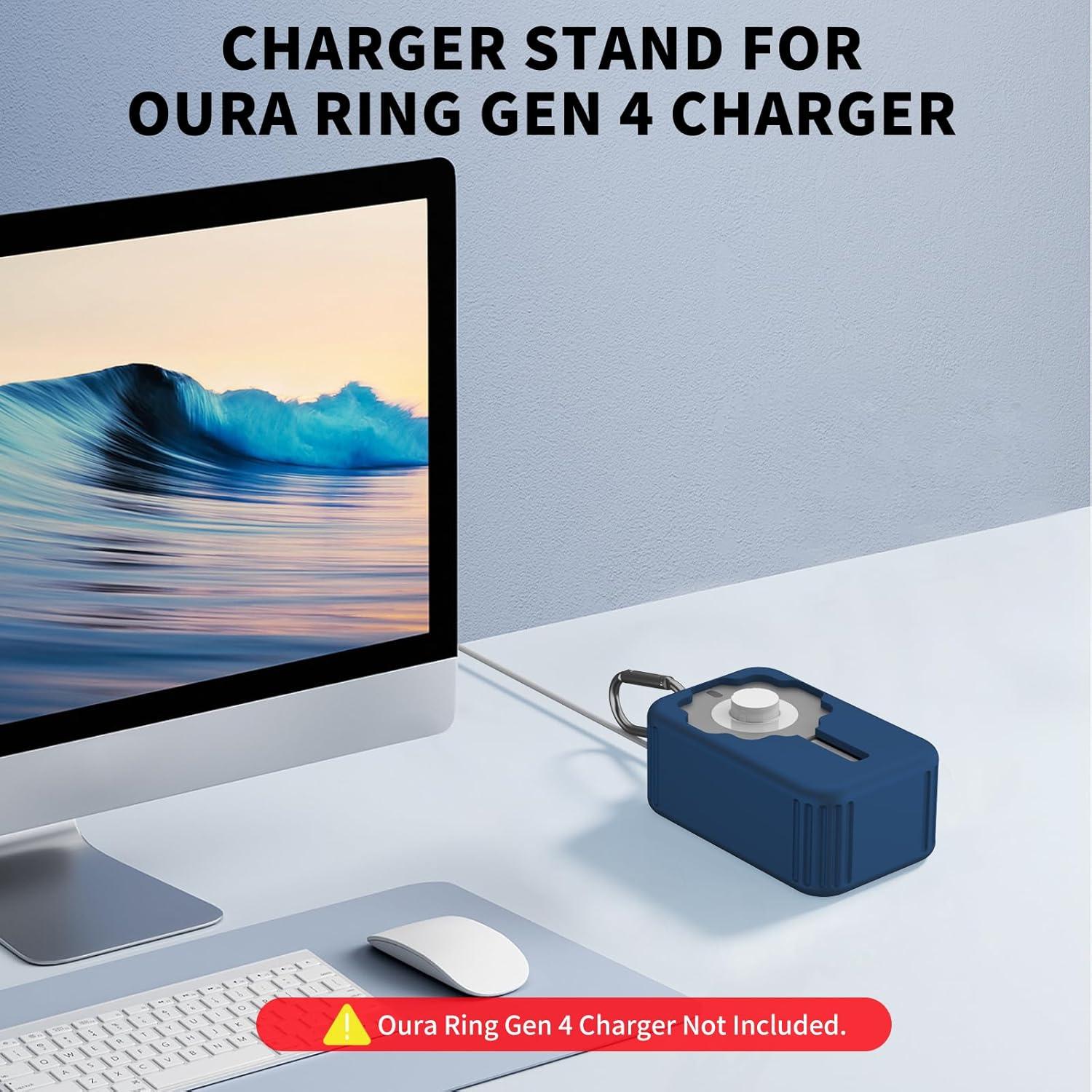 Cubierta Protectora de Silicona para Cargador Oura Ring 4 Azul