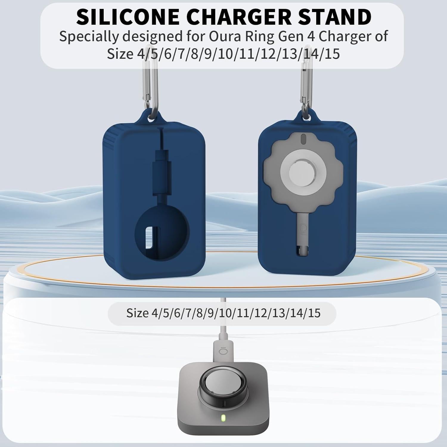 Cubierta Protectora de Silicona para Cargador Oura Ring 4 Azul