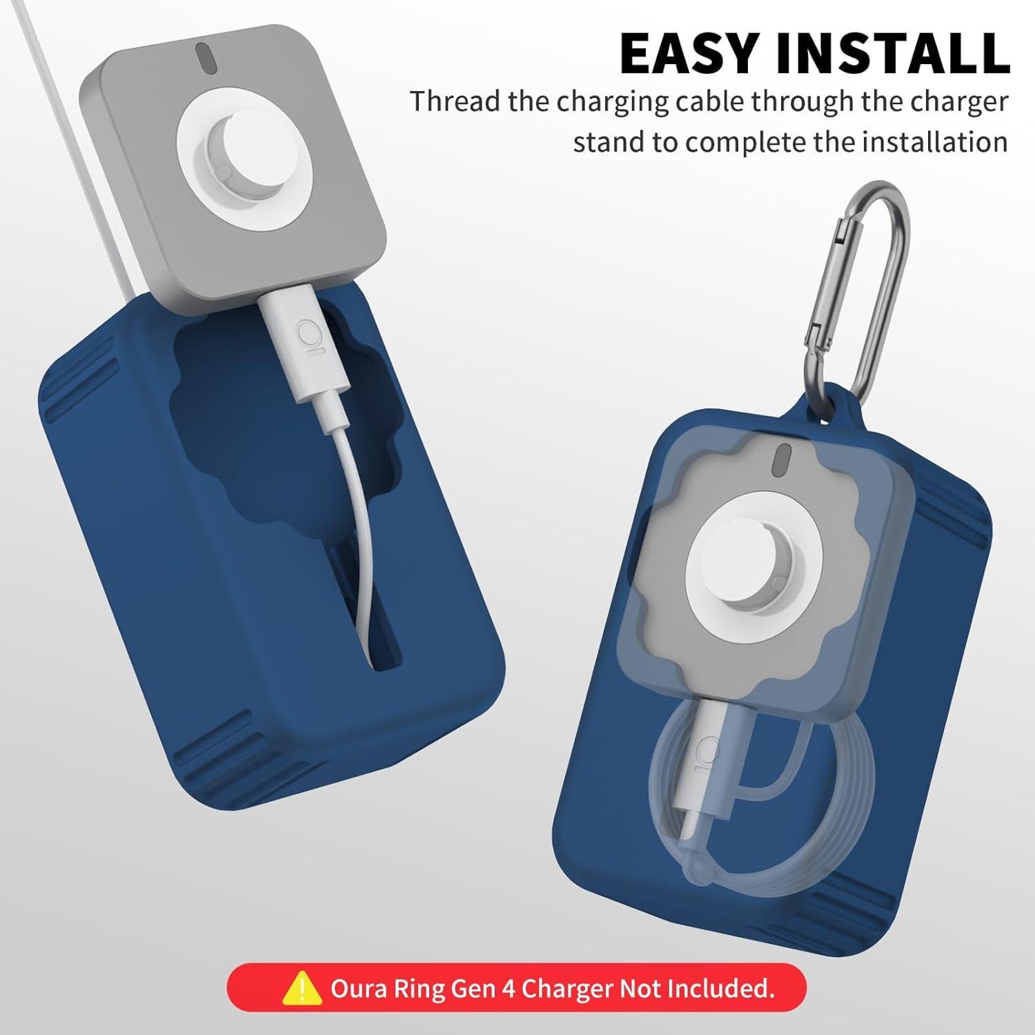 Cubierta Protectora de Silicona para Cargador Oura Ring 4 Azul