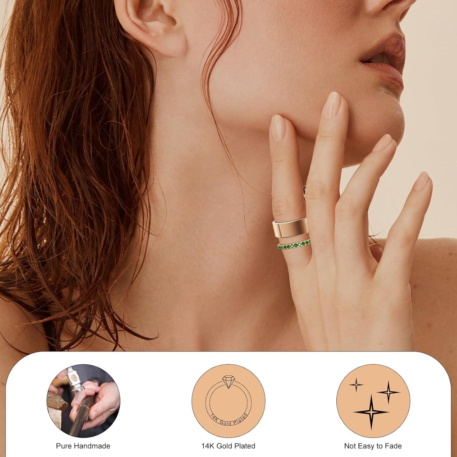 Anillo Apilable Oro 14K Hexasider para Oura Ring Mujeres